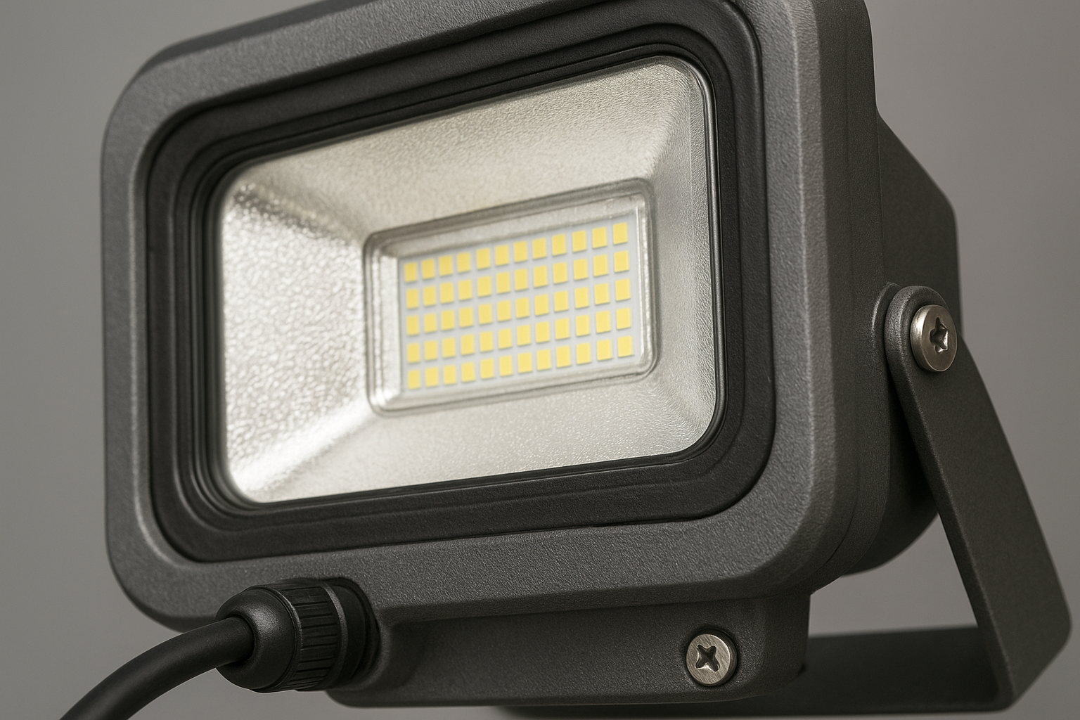 Weatherproof solar flood light housing details: sealed lens, gaskets, and anti-tamper fasteners