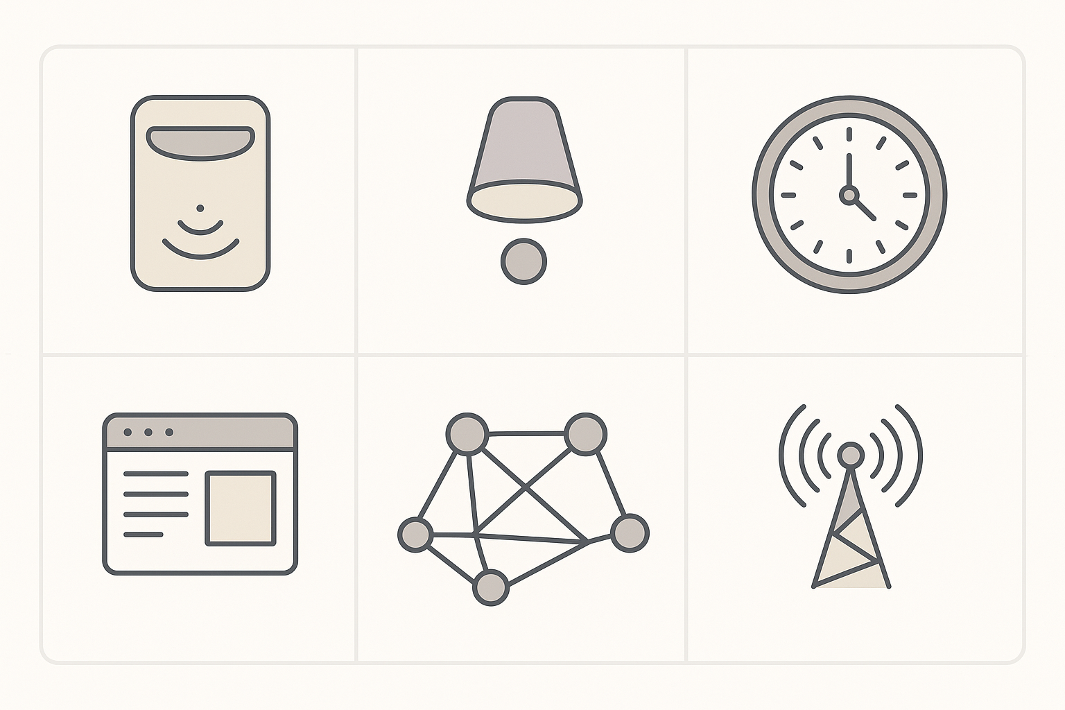Icons representing common outdoor lighting control modes in a simple grid