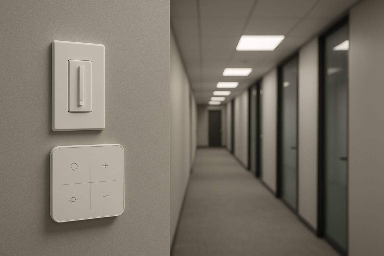 Wall dimmer and smart control panel used to manage surface-mounted LED panel lights
