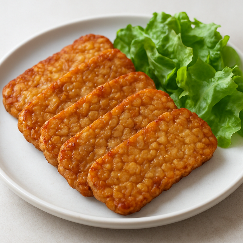 Tempeh viilud taldrikul
