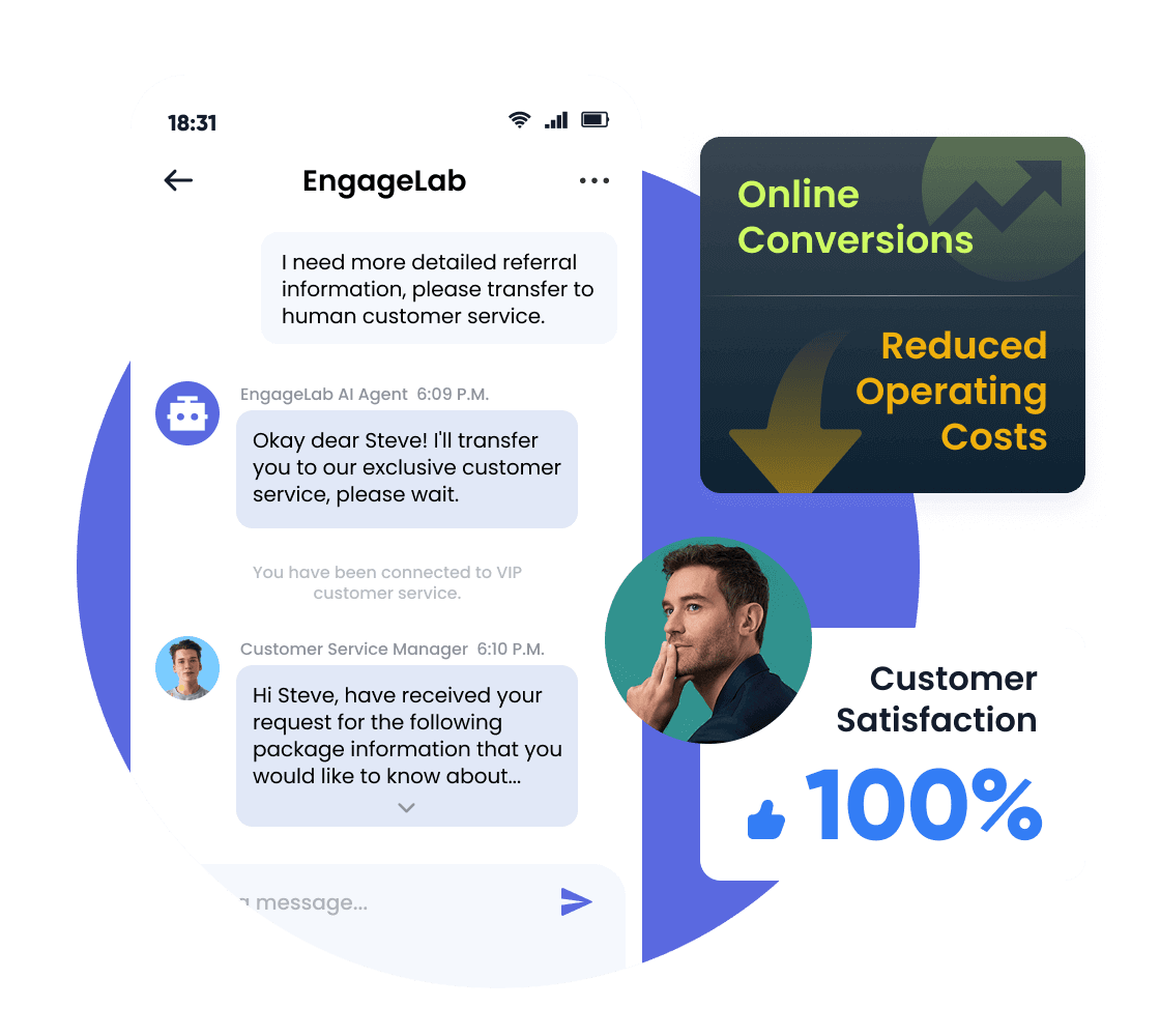 Example interface: AI agent and human handoff in a shared console