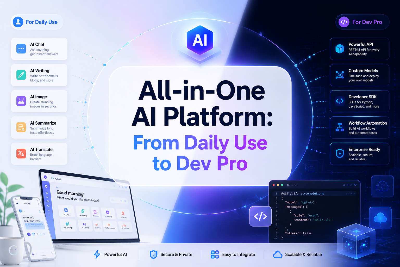 All-in-One AI Platform: From Daily Use to Dev Pro
