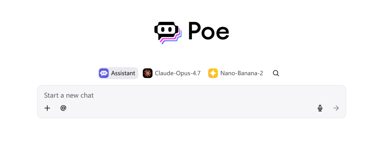 Developed by Quora, Poe stands for "Platform for Open Exploration." it is one of the world’s largest AI hubs, bringing together top models like OpenAI’s GPT series, Anthropic’s Claude, and Google’s Gemini. It is designed to give you fast, smart, and interactive conversations in one place.