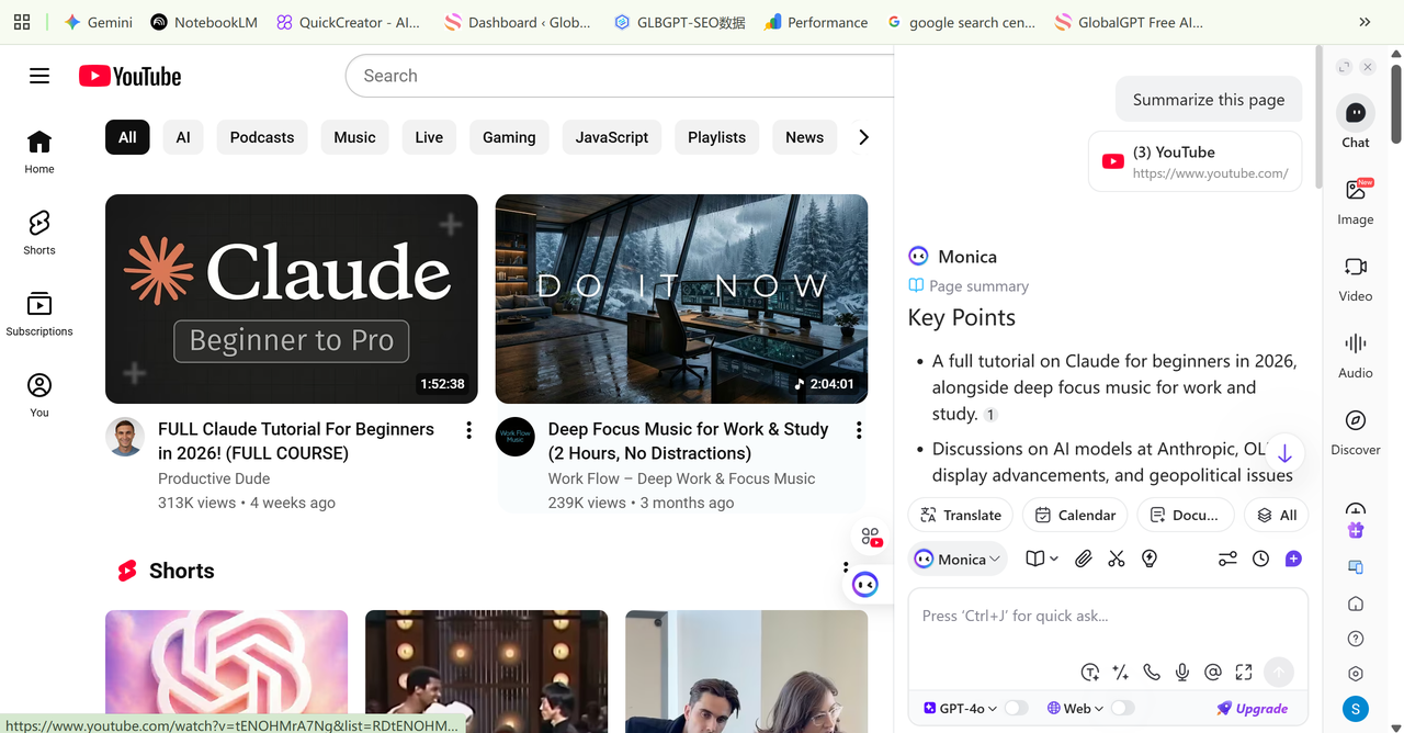 YouTube: Get instant summaries of videos so you don't have to watch the whole thing.