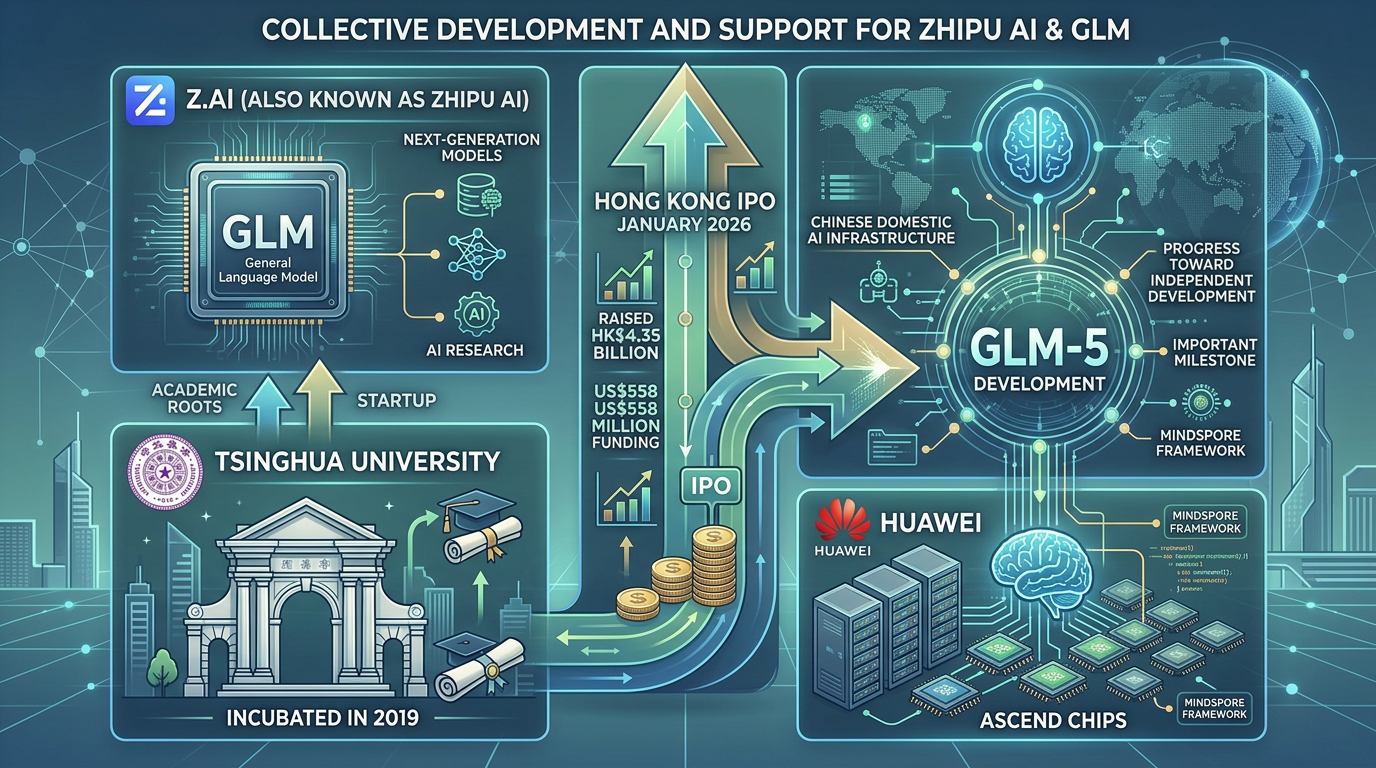 GLM is developed by Z.ai, also known as Zhipu AI. The company was incubated from Tsinghua University in 2019 and has become an important player in open-source AI research.
