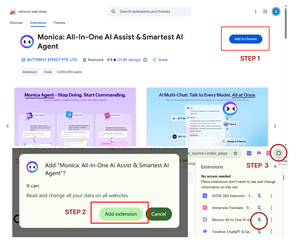Monica is Available on Web, Mobile (iOS & Android), and Desktop (macOS & Windows). You can also find community-made extensions to use Monica directly in your browser.
HOW TO ACCESS