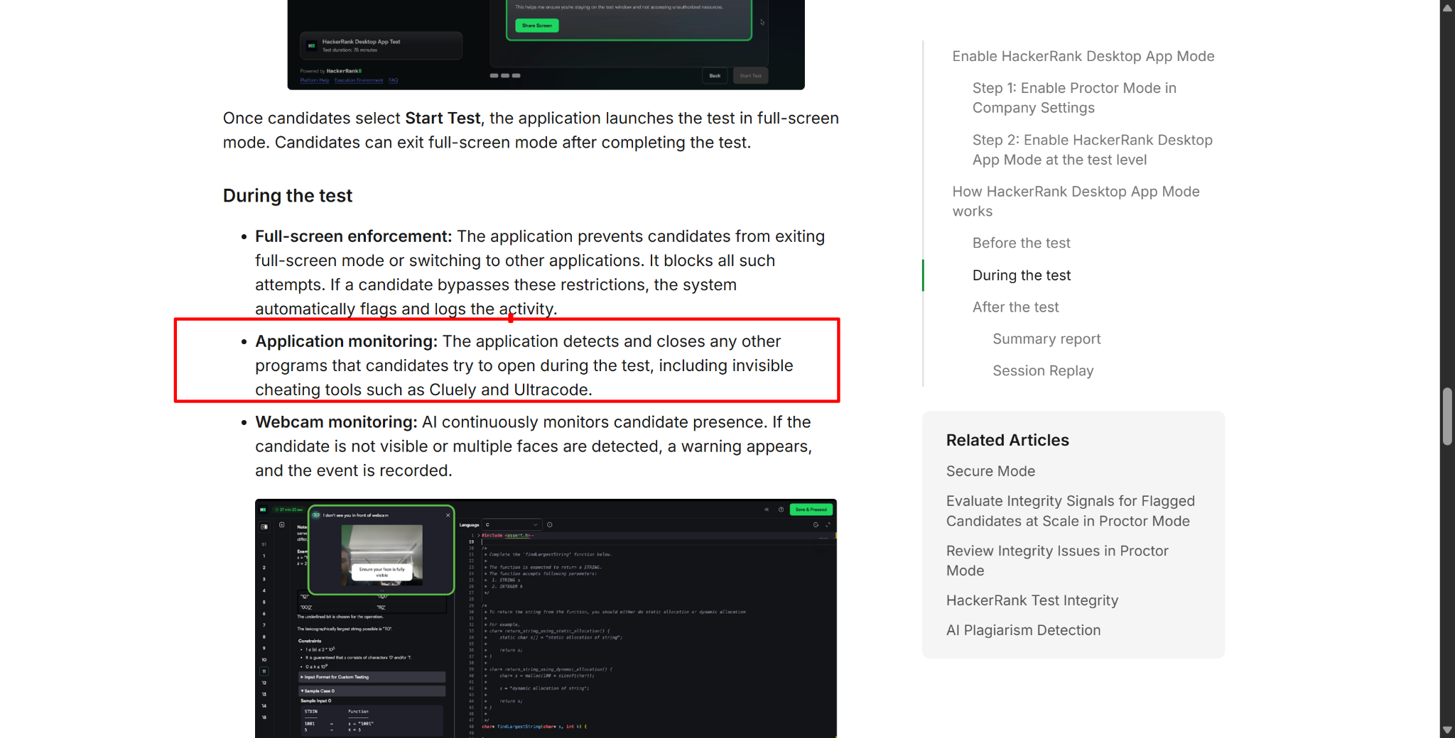 HackerRank desktop app documentation explicitly states that it can detect other programs including Cluely