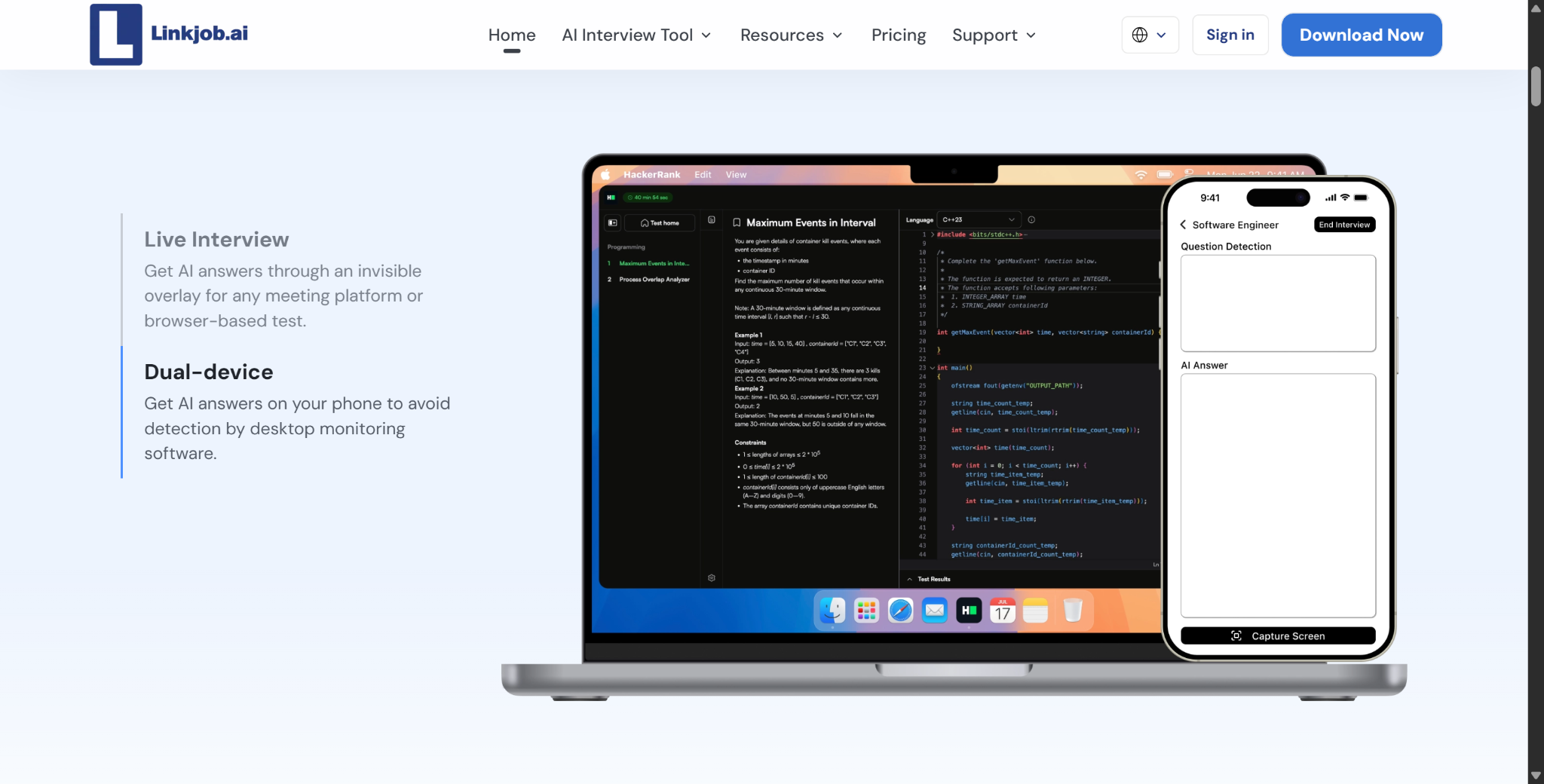 Linkjob AI is prepared for Dual-device mode for some people who want to avoid being detected