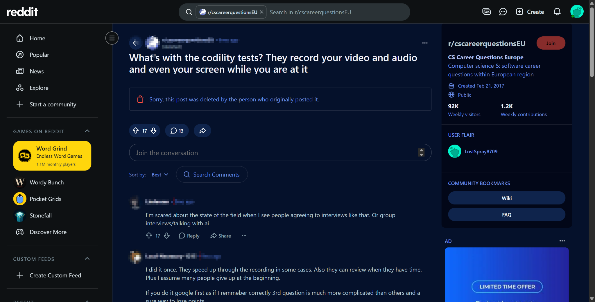 I found a thread about people asking something about Codility's recording and other proctoring features