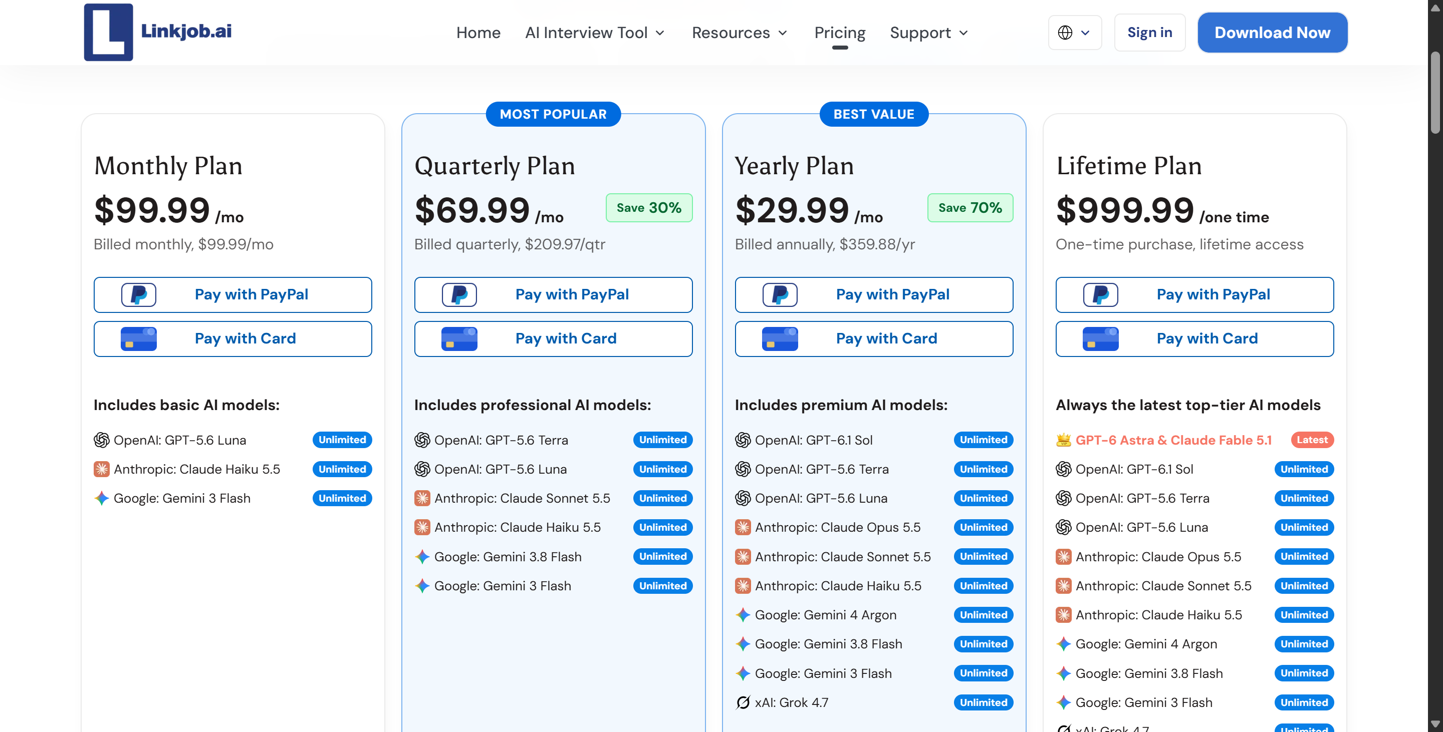 Linkjob AI provides the newest and most powerful LLMs to get better and undetectable answers