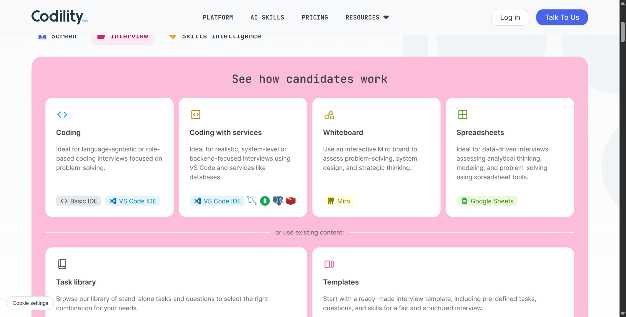 Codility‘s interview product is also capable of catching people switching tabs