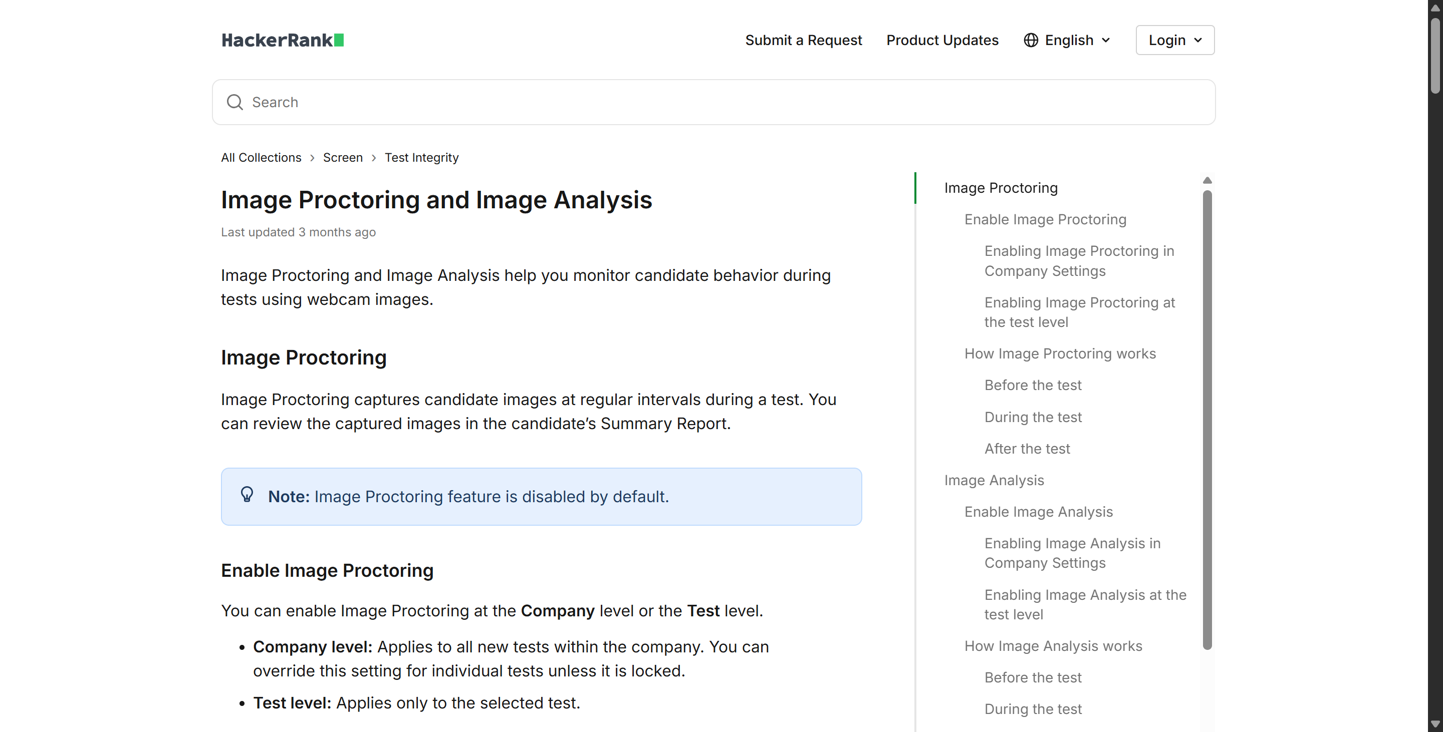 HackerRank now classifies this impersonation detection page as one of its image proctoring features
