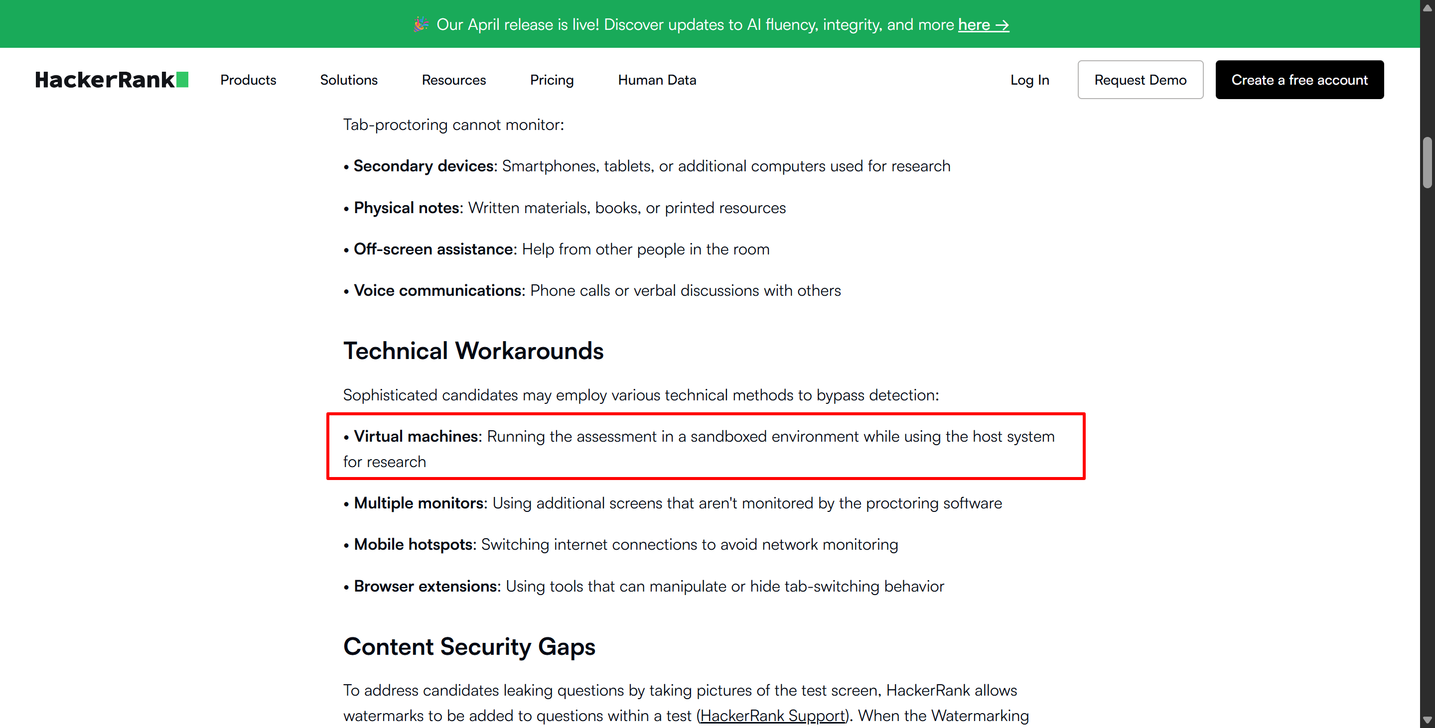 HackerRank wrote a passage about Secure Mode's weaknesses, including the lack of a check for the VM