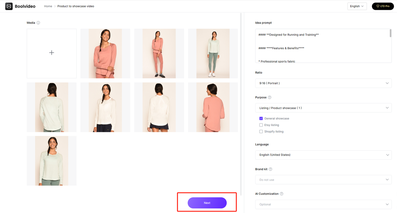 copy your URL into the box of Boolvideo to make product showcase video
