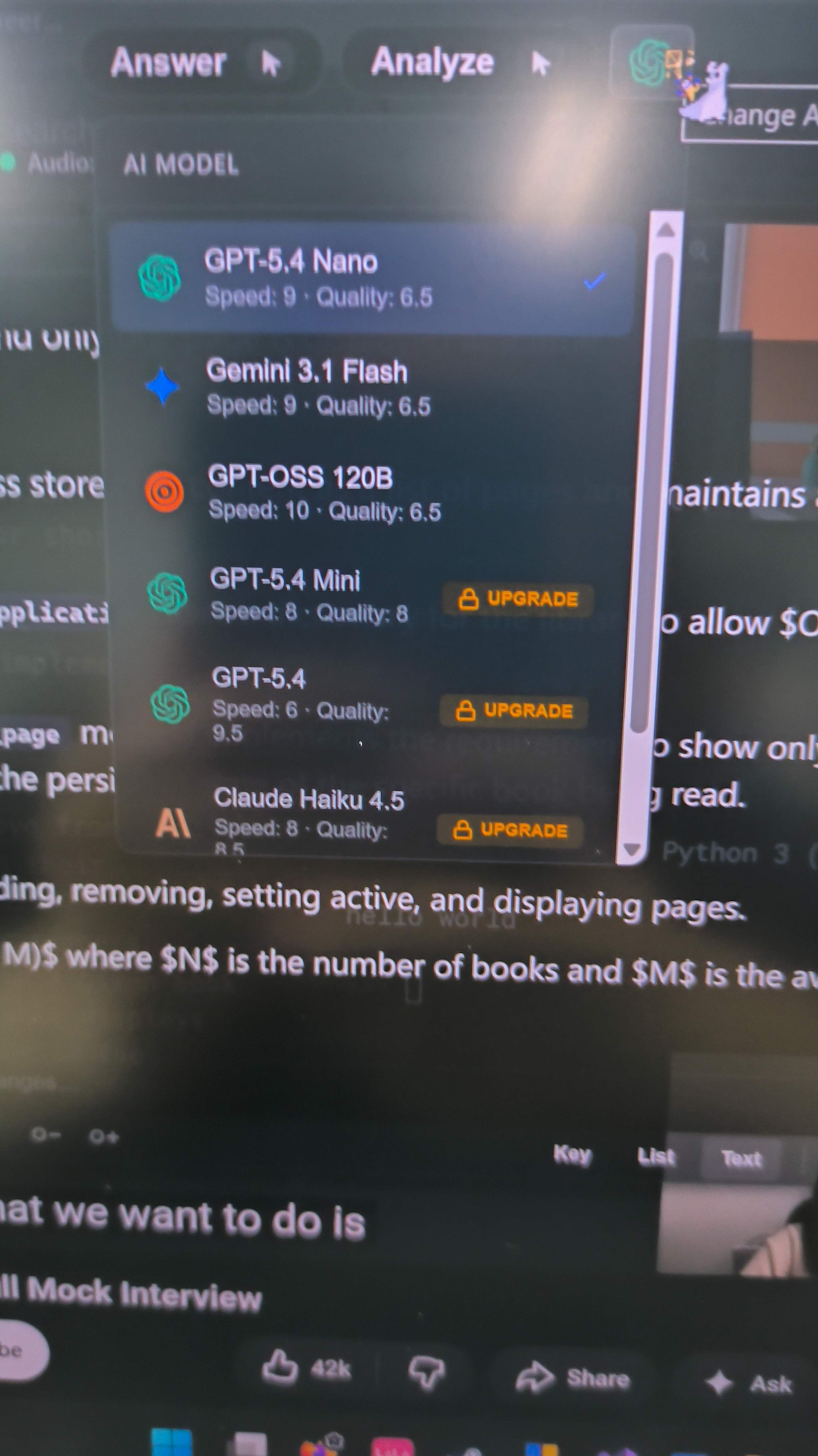 The models MeetAssist provides were only visible when I took the test