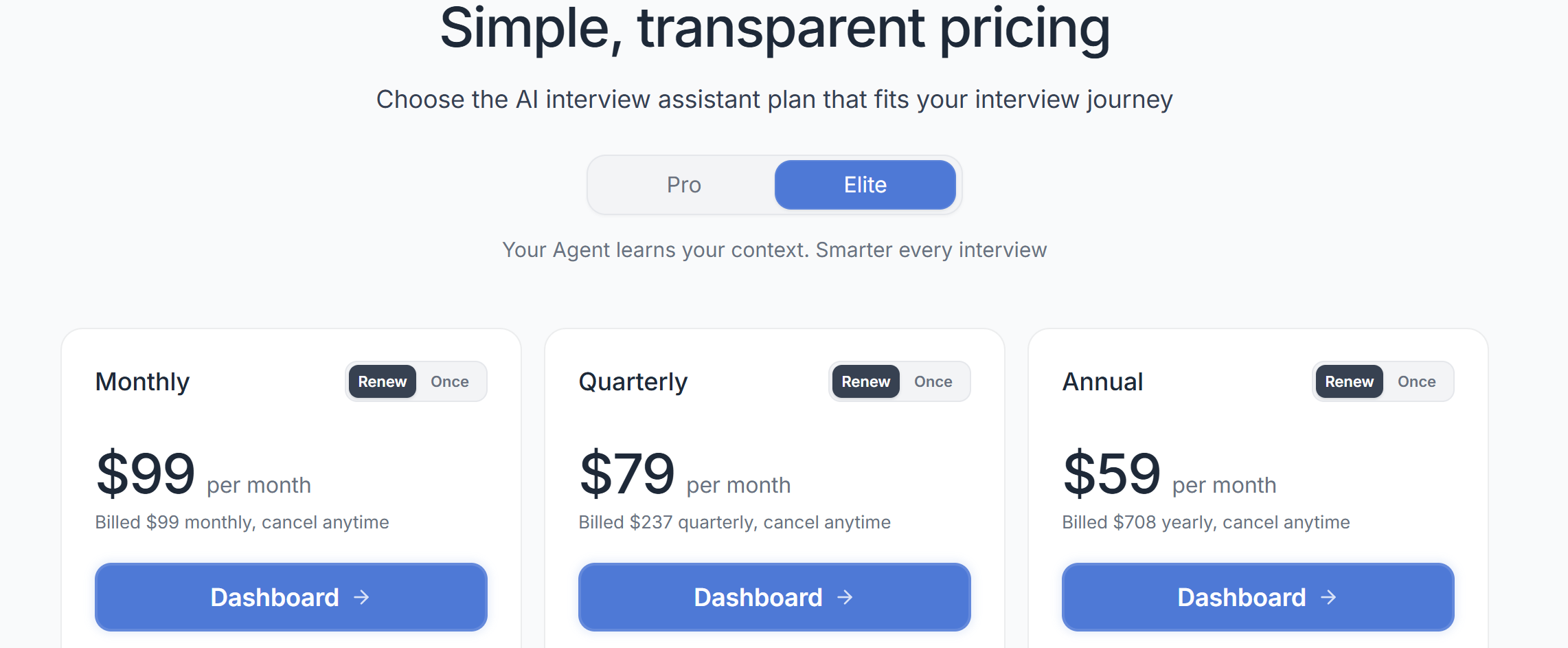 InterviewFox's Elite plans cost way more than its usual Pro plans that cover the same amount of time