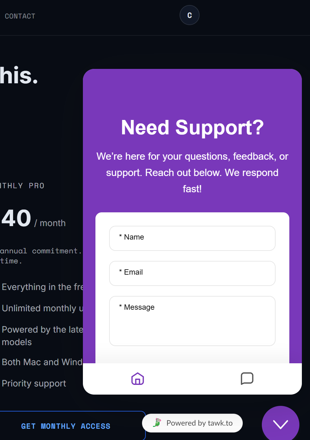 StealthCoder only provides a mailbox on its website and gives no community channels