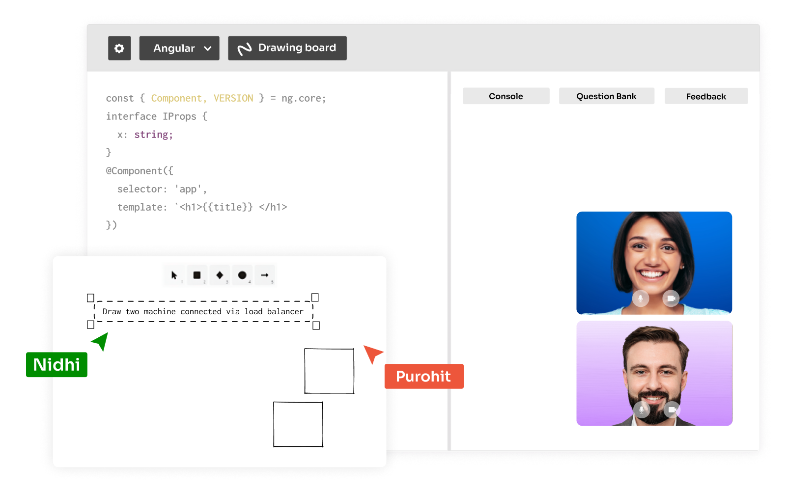 Intervue offers real-time pair-programming IDE for each live interview