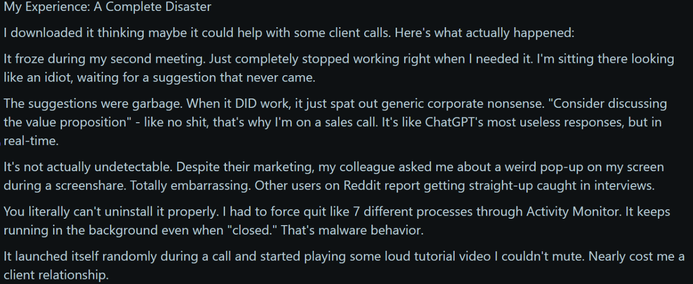 People on Reddit complained a lot about Cluely, saying it was basically garbage
