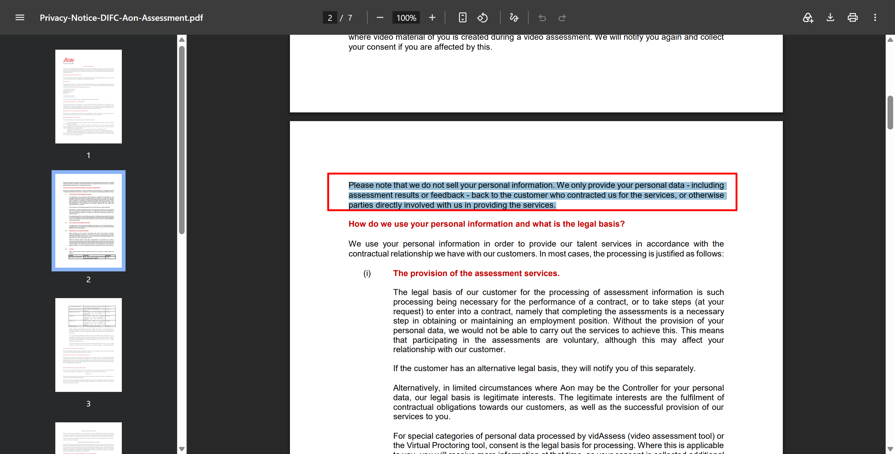 From Aon assessment's privacy notice document, it's clear that it provides limited proctoring features