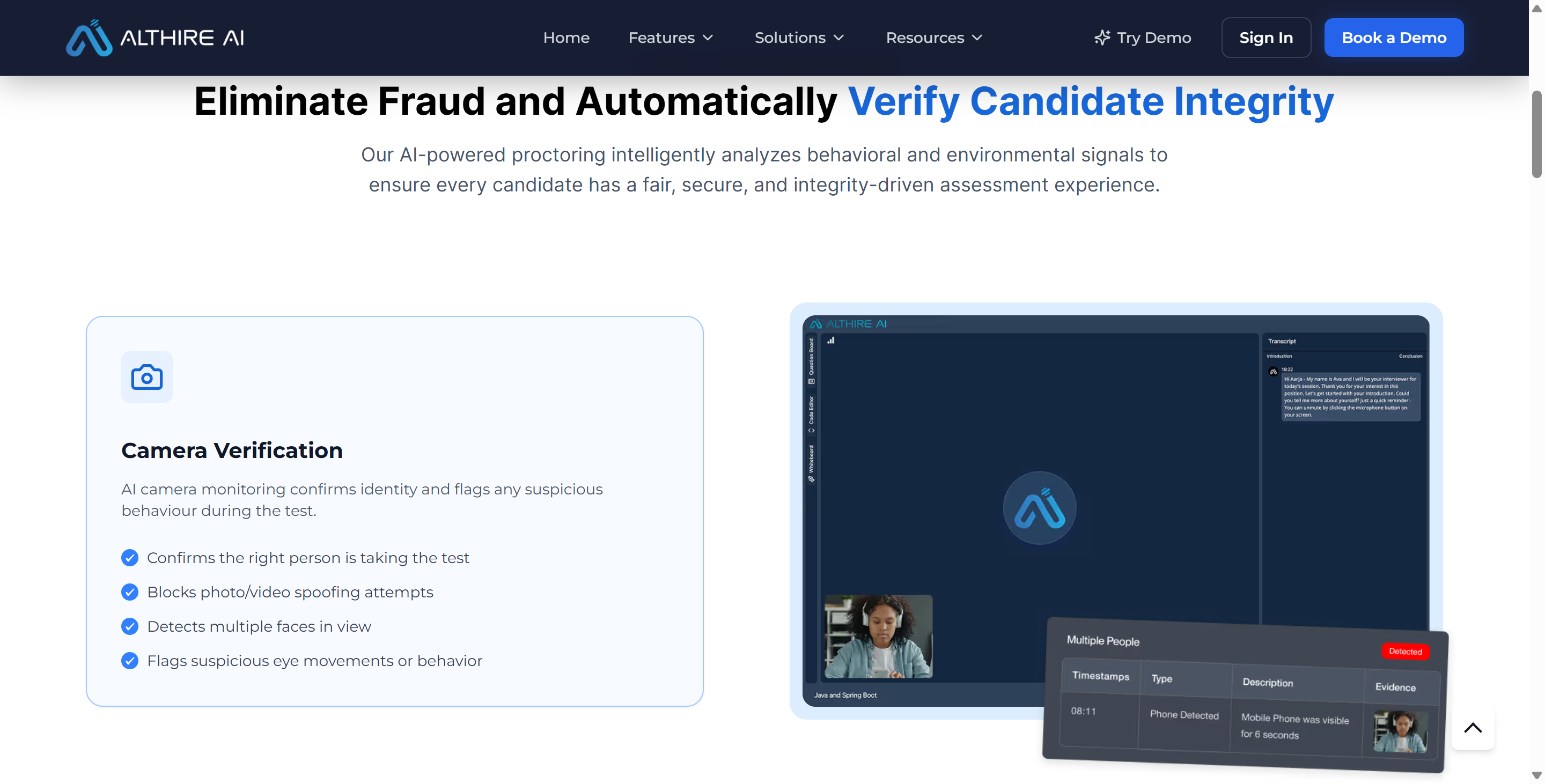 AltHire said it can verify the right person is taking the test and blocks photo/video spoofing attempts, and so on