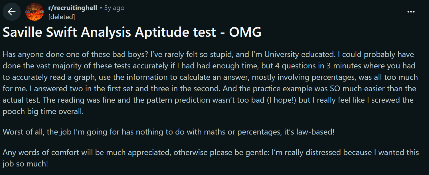 People on Reddit got stumped by Saville assessments too, and complained a lot about them