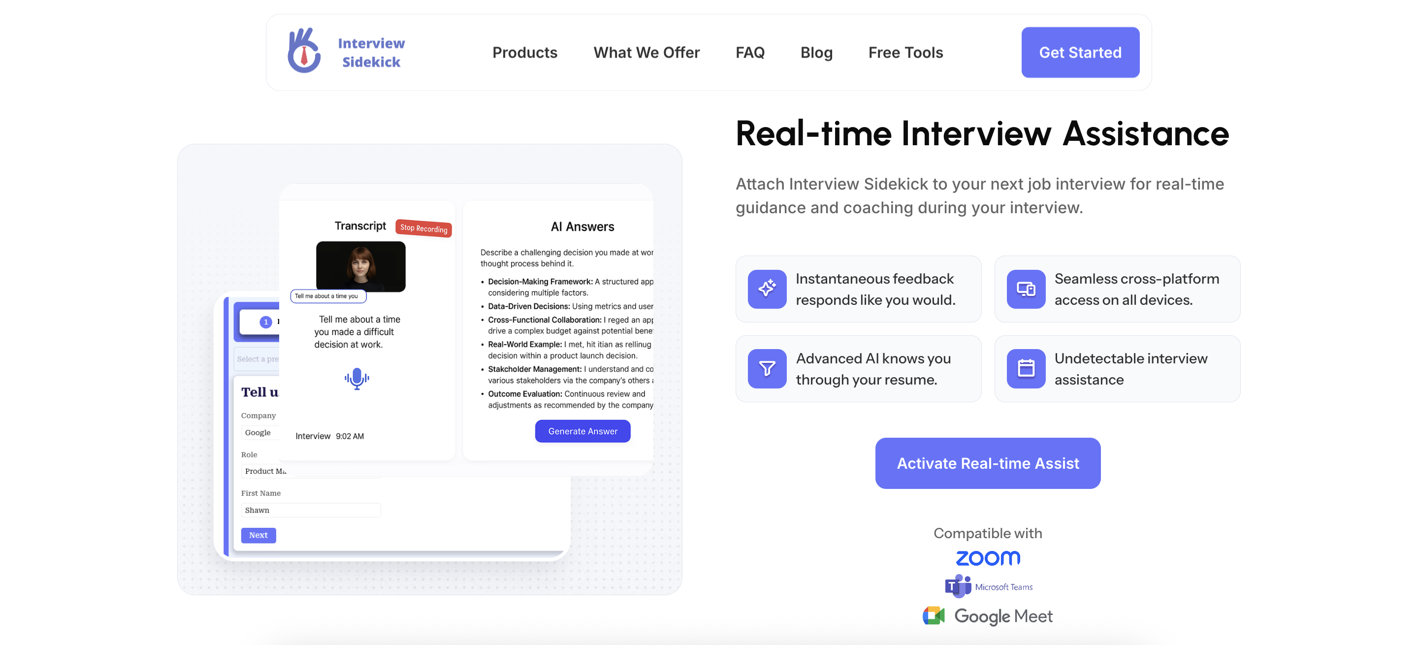 Interview Sidekick marked itself as a real-time interview assistant for consultants and other roles, but it had lots of shortcomings