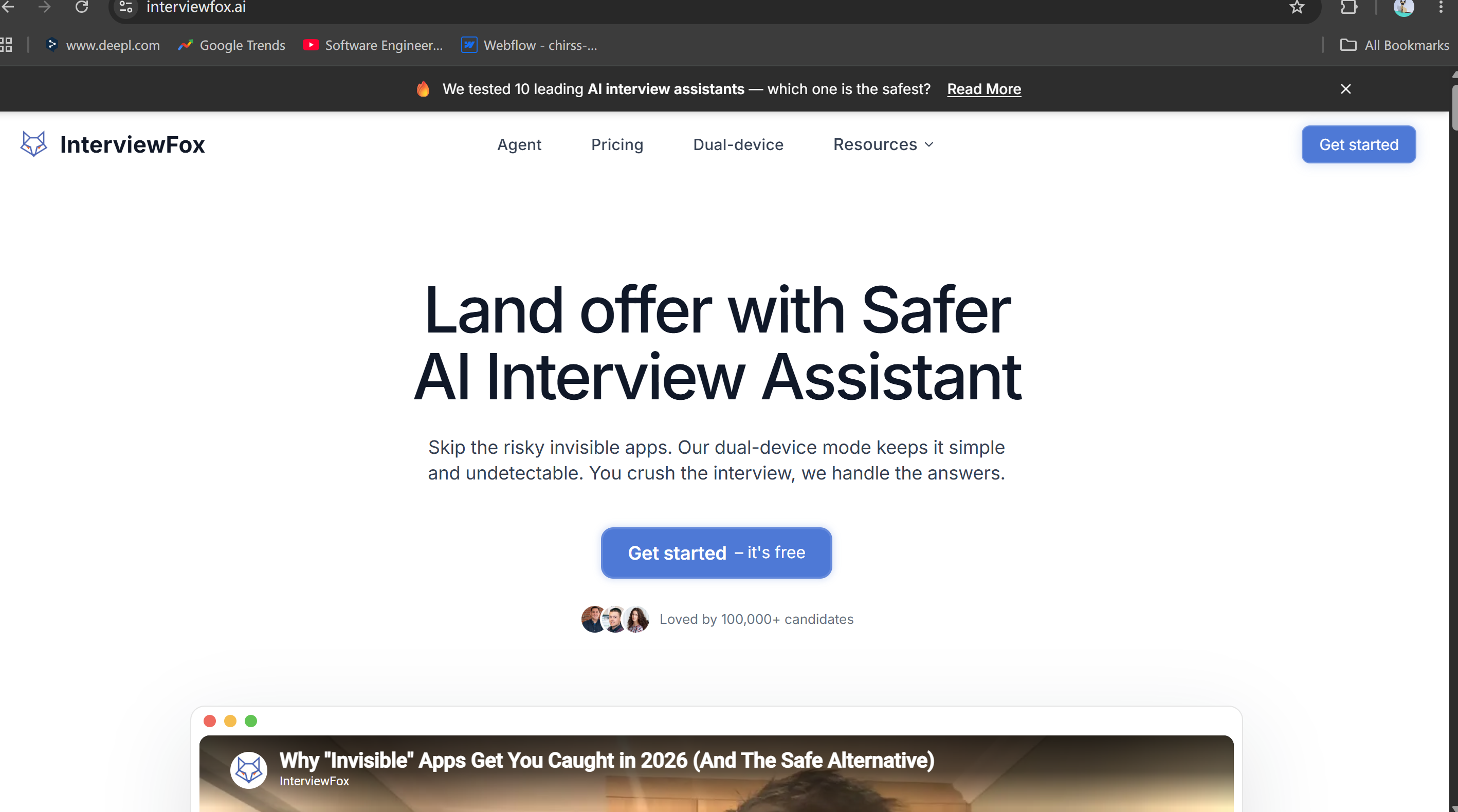 InterviewFox titled itself as a "Safer AI interview Assistant"