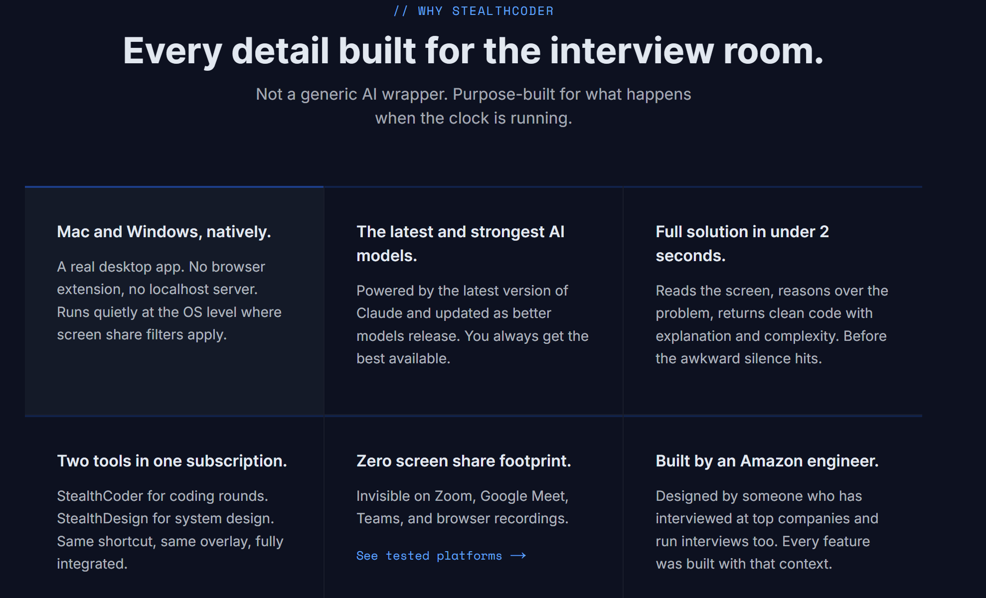 Before the FAQ part, StealthCoder claims to provide users with the latest Claude models
