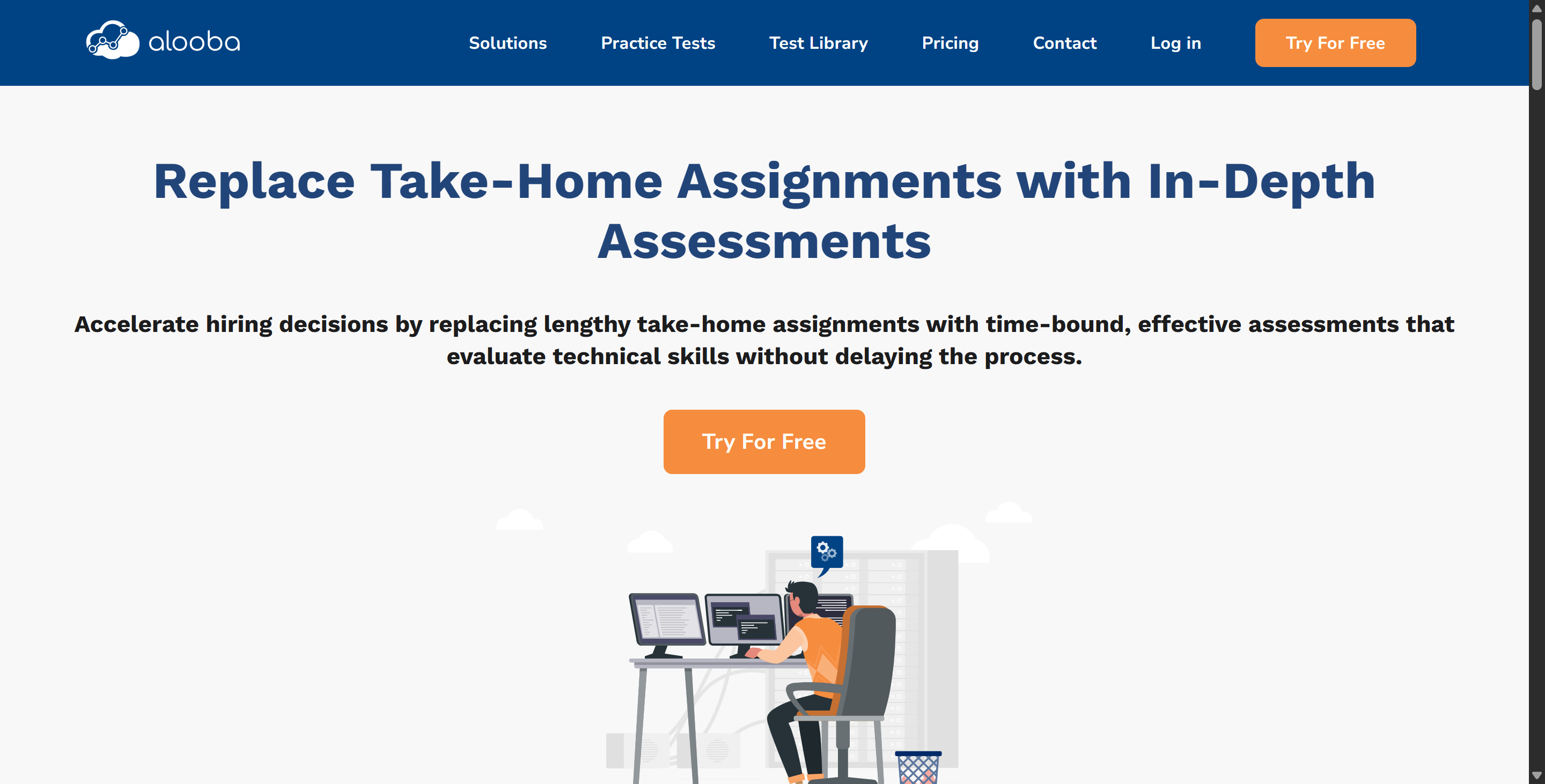 Alooba's homepage, as an assessment provider