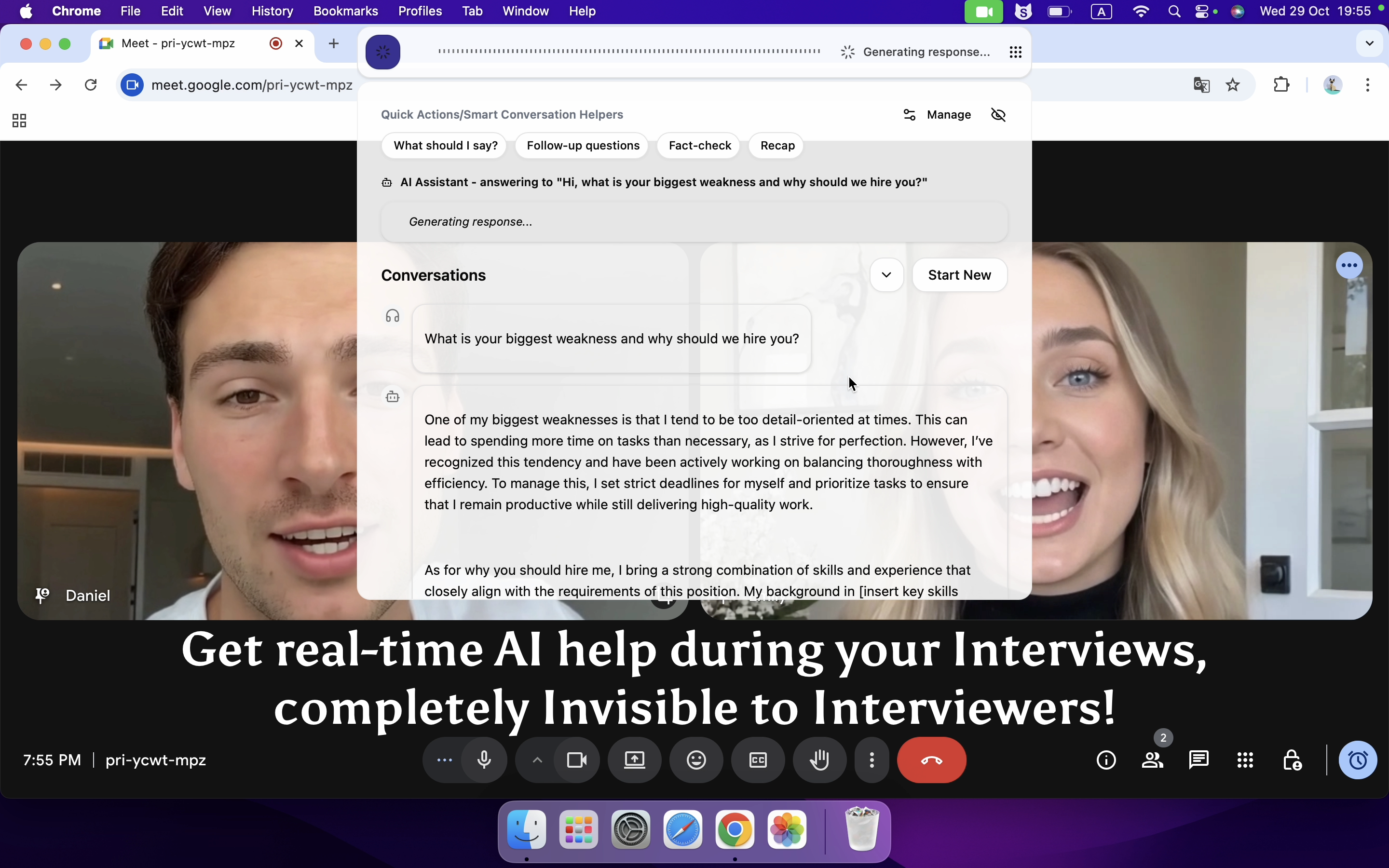 Placing Linkjob AI's overlay below the webcam can make the eye trace more natural