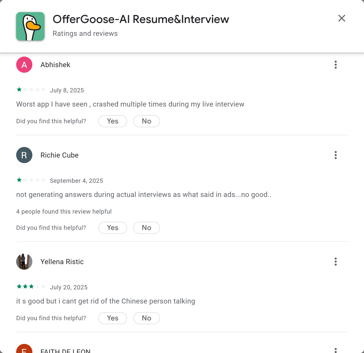 OfferGoose reviews on Google Play, and people were not so satisfied with it