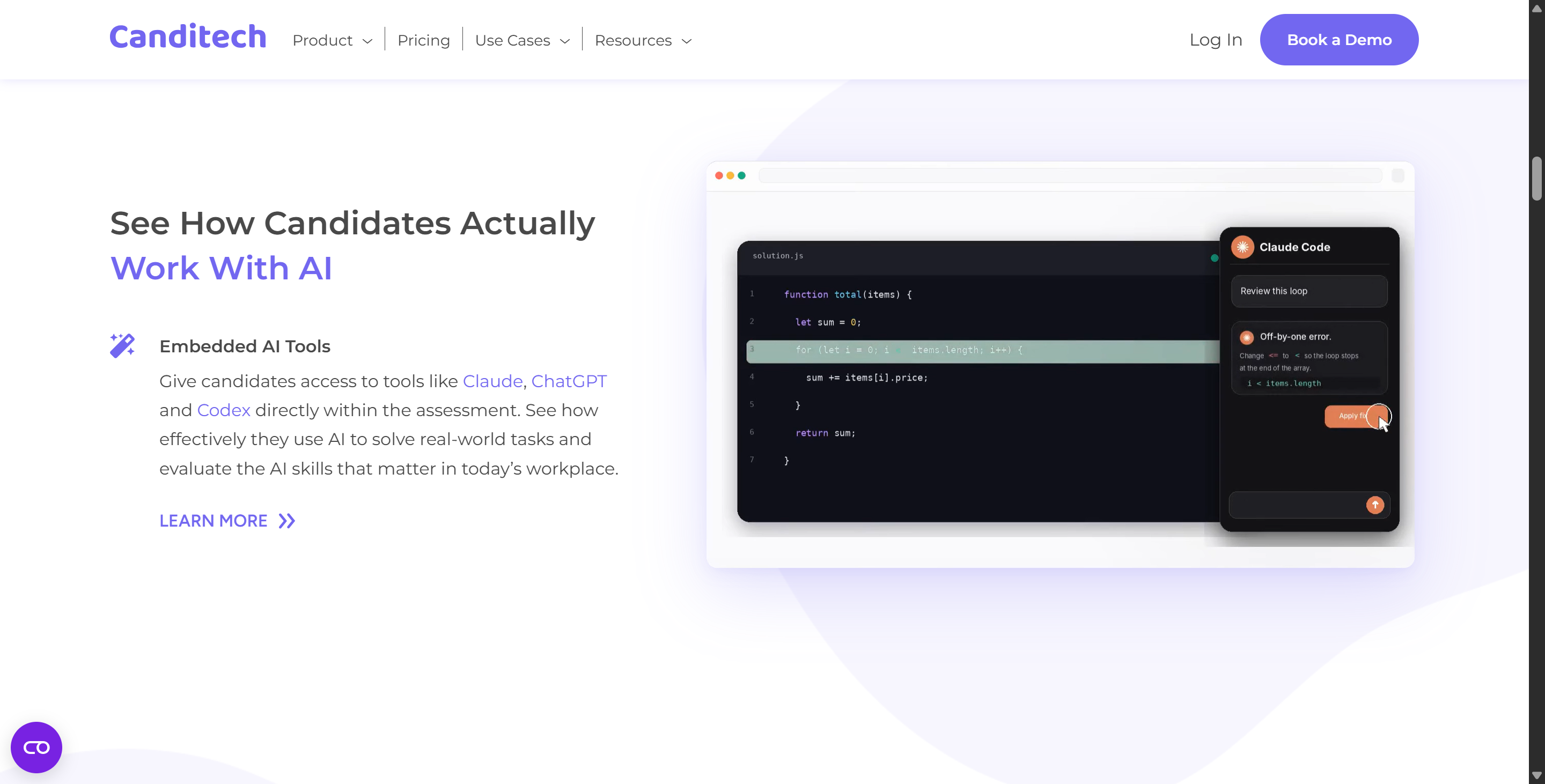 Canditech actually has a feature for the company to embed AI tool in assessments
