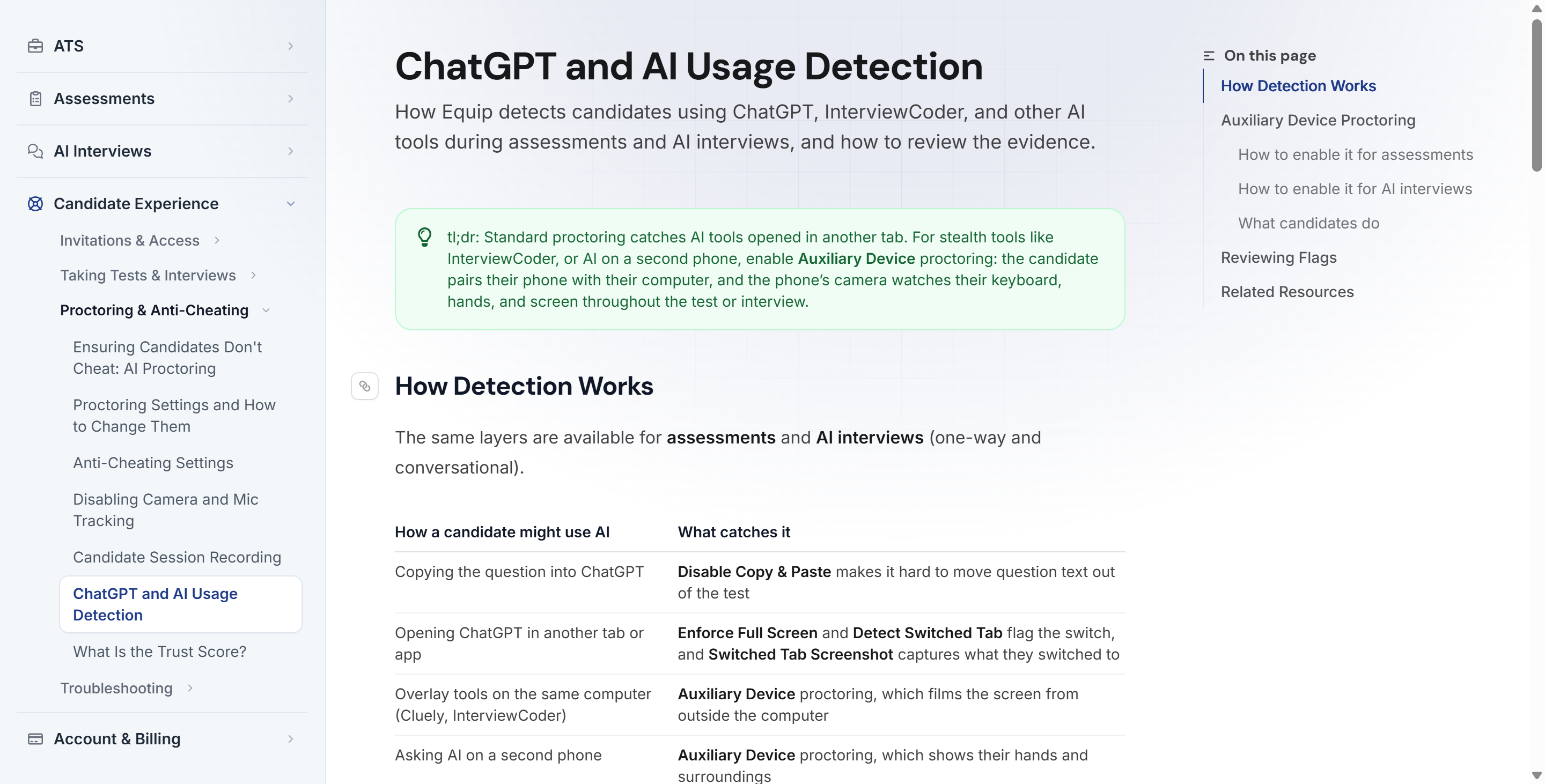 I found most of how to cheat on Equip assessment in their help documents