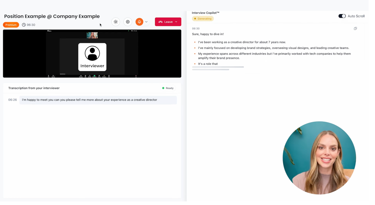 Final Round AI runs with Chrome, and this leads to visibility during screenshots and full-screen sharing