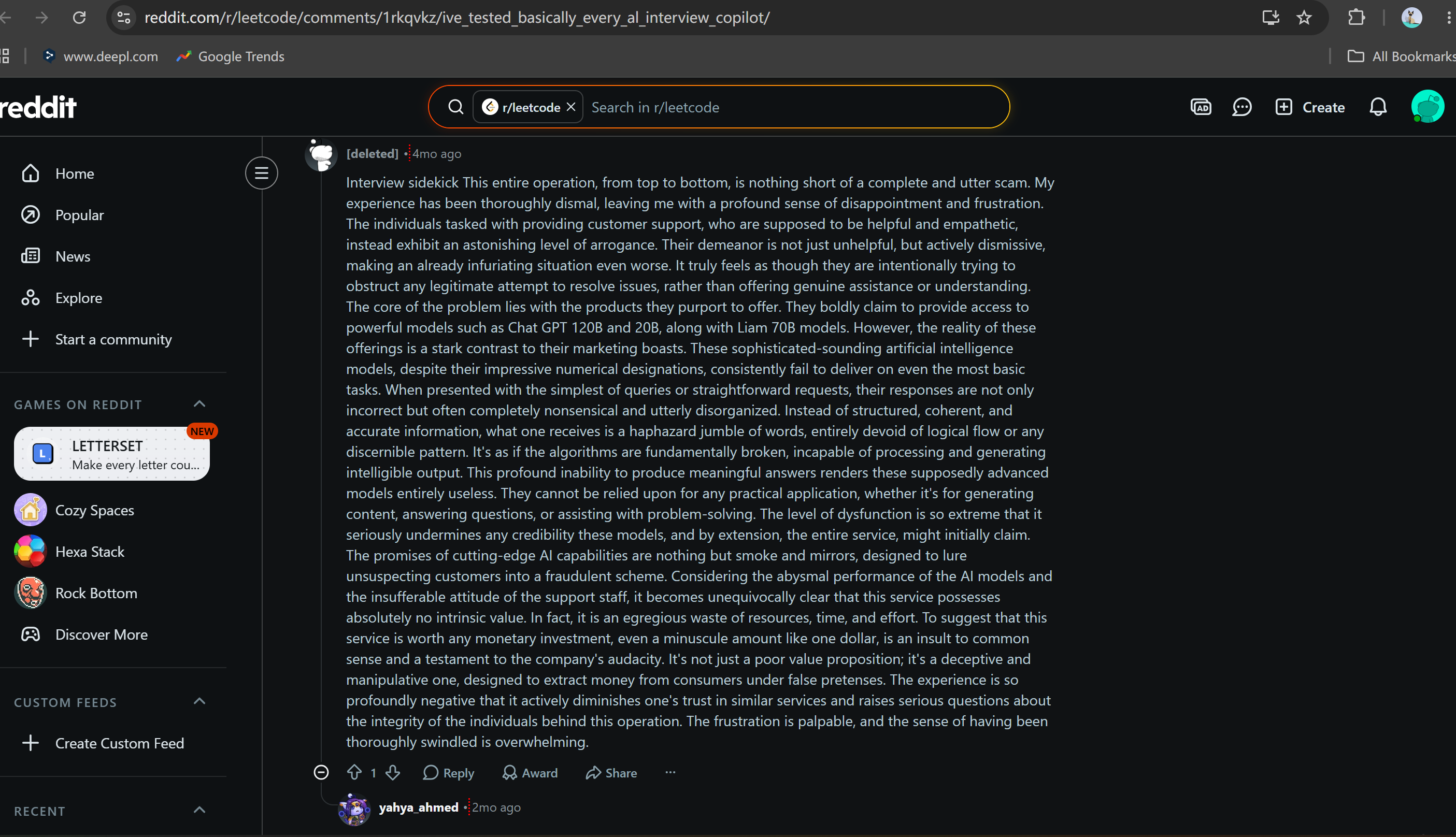 One guy on Reddit really talked a lot about how badly Interview Sidekick performed based on his experience