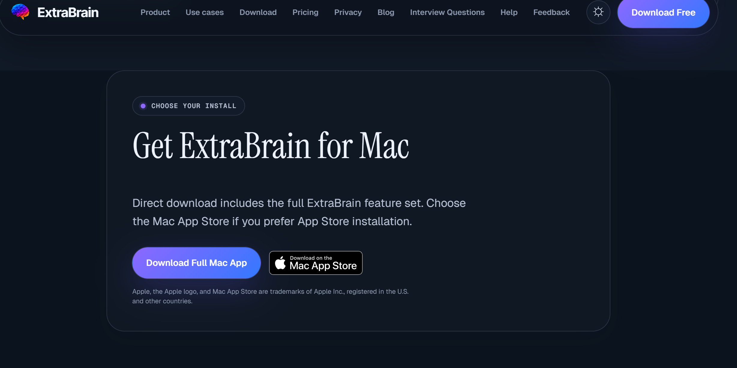 ExtraBrain's page clearly shows that there is only a Mac APP available