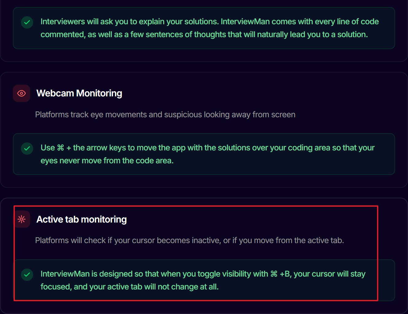 Though InterviewMan said that it can make the cursor stay focused, this feature was always available
