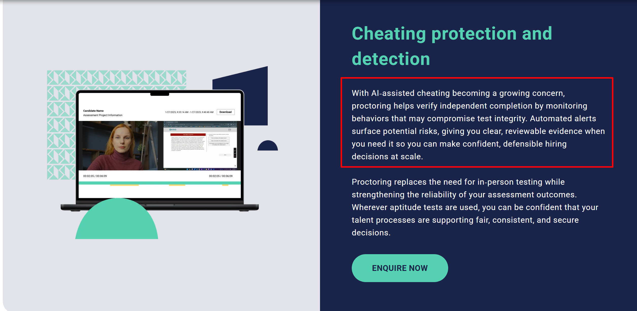 Saville didn't provide much info about anti-cheating methods; it was a brief mention