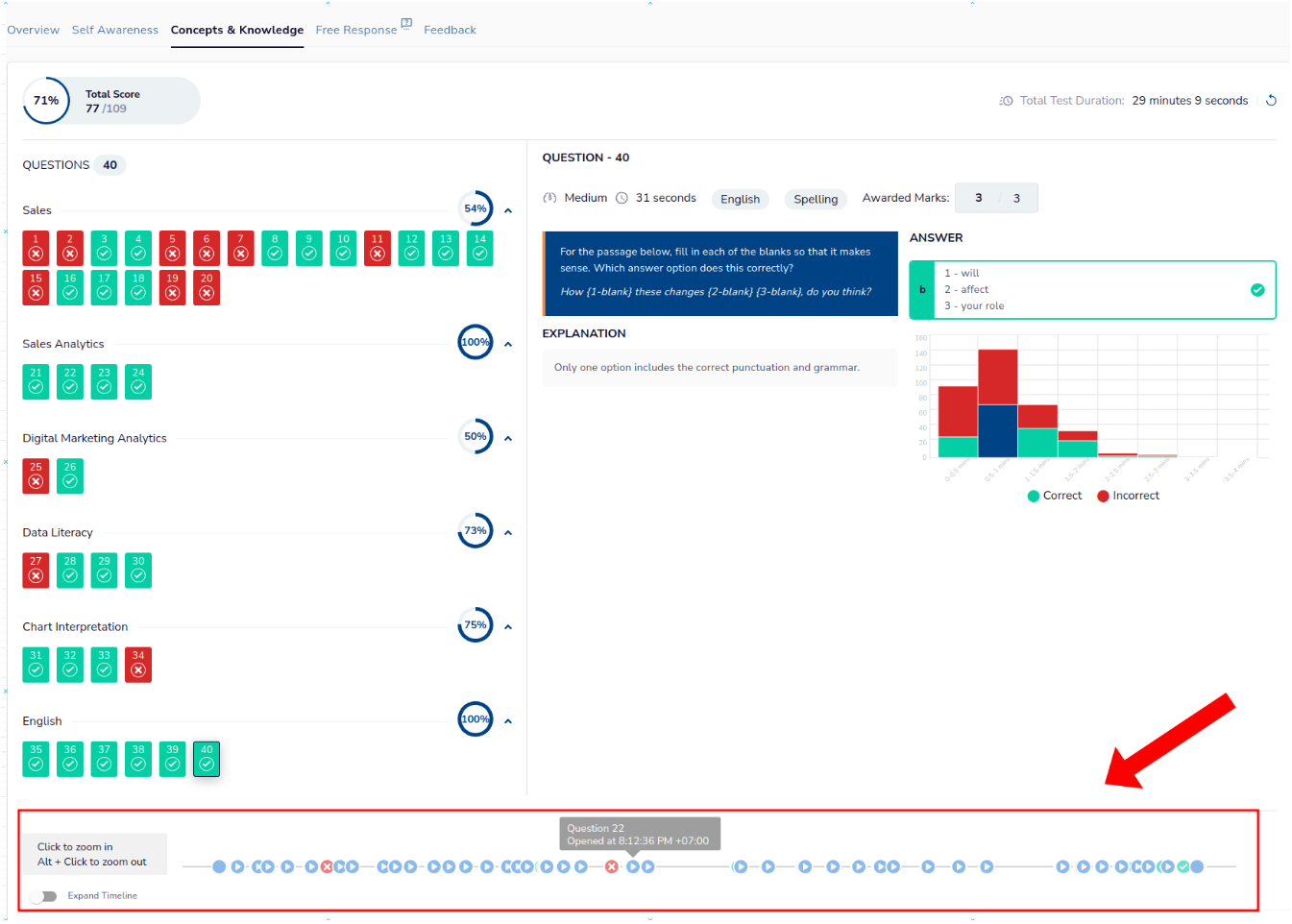 Alooba can record the browser events during each assessment