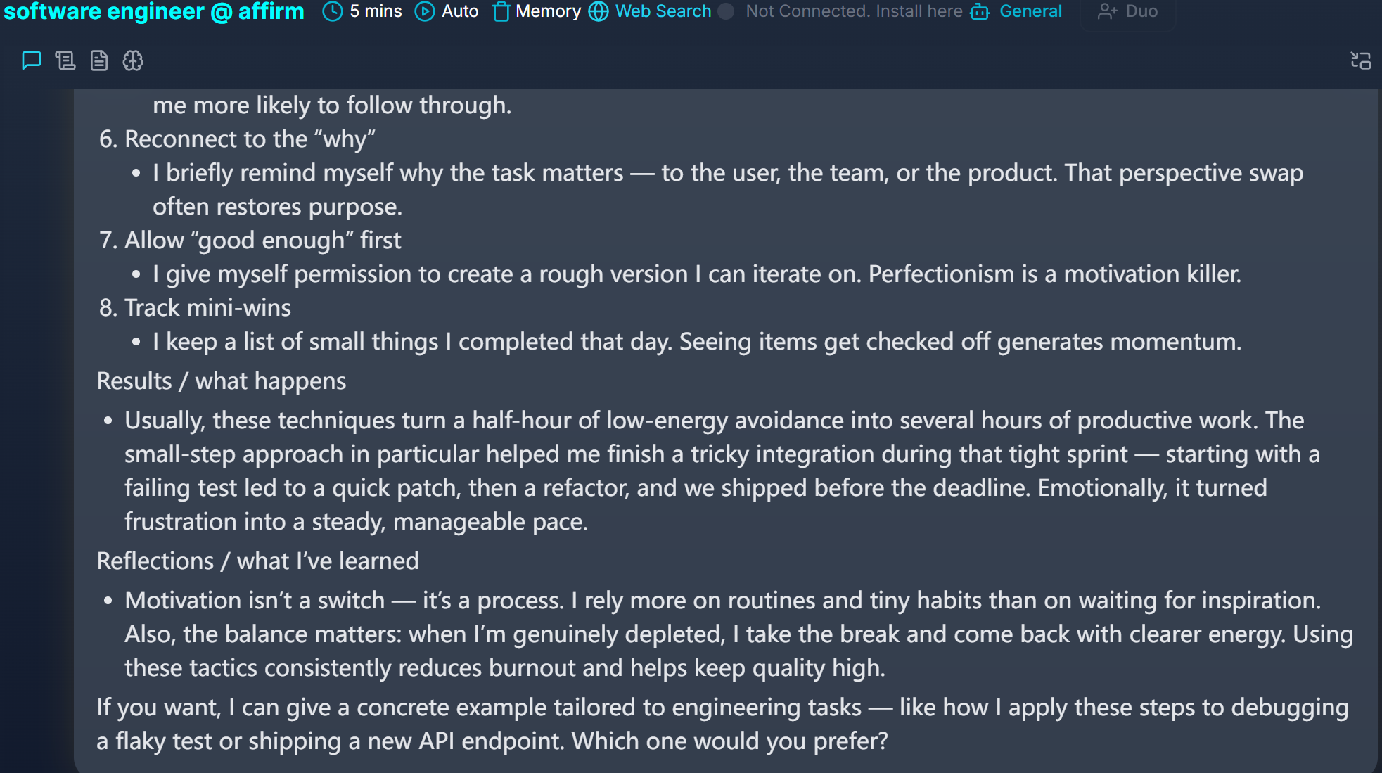 LockedIn AI can be so basic that it feels like you have put the question to the normal free version of ChatGPT