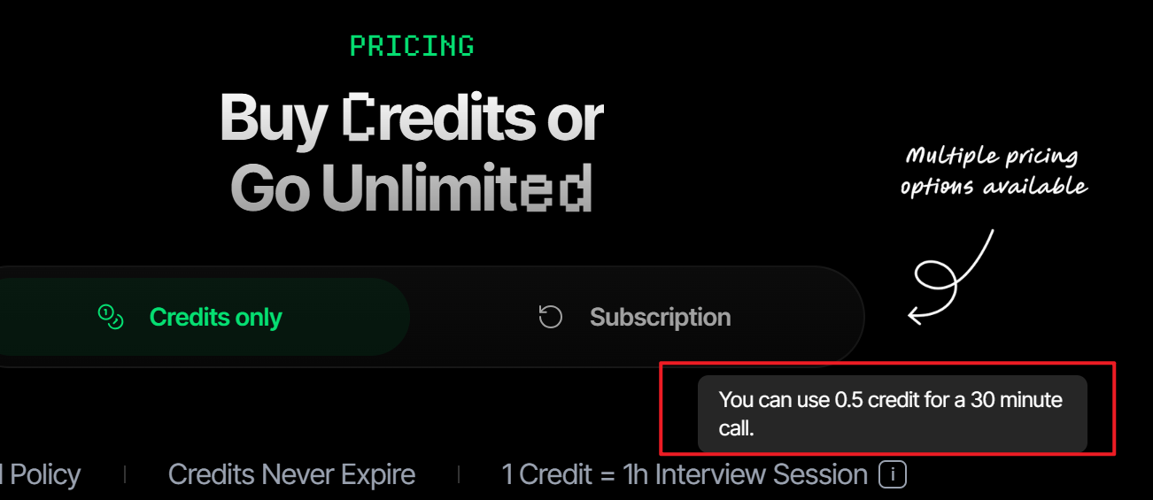 One Parakeet AI's credit can only last for 1 hour