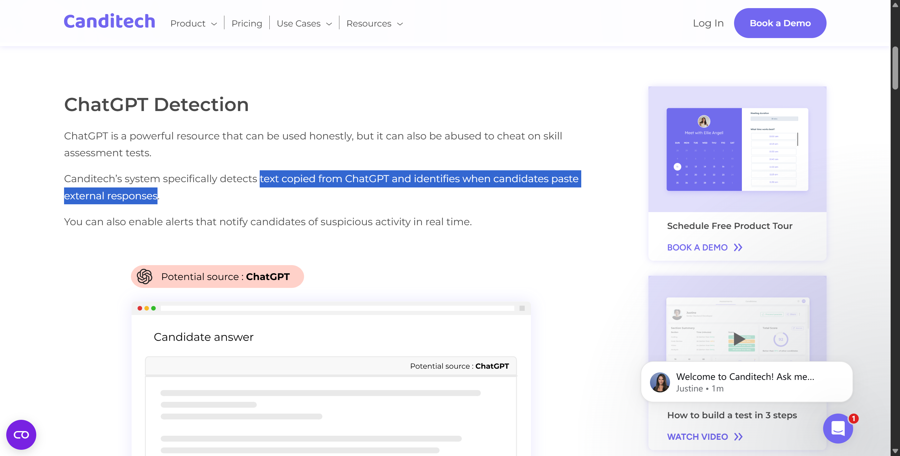 Before considering how to cheat on Canditech, the ChatGPT detection feature is one of the anti-cheating features that you must think about