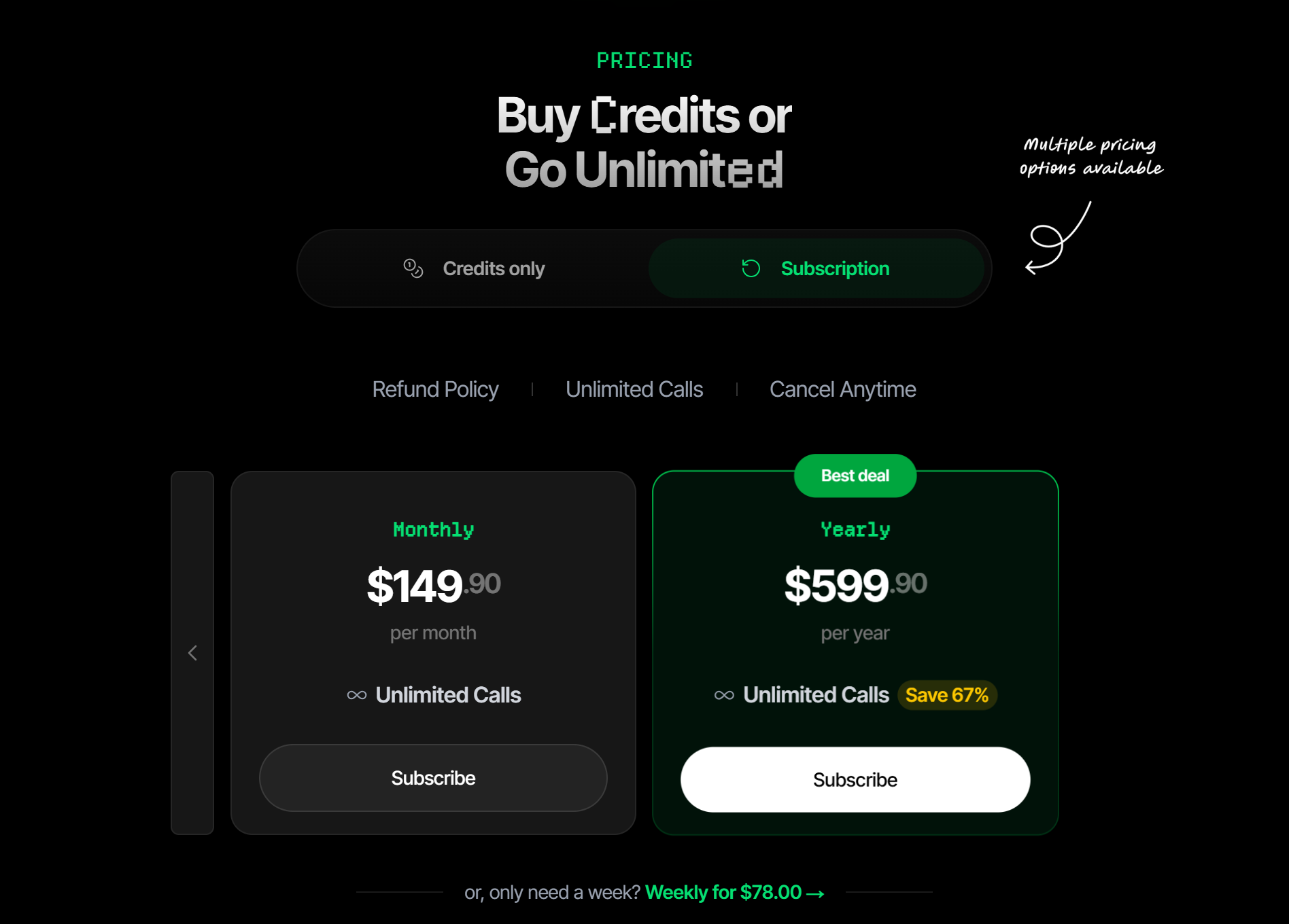 Parakeet AI changed its pricing for different tiers many times and ended with $150/mon for everything