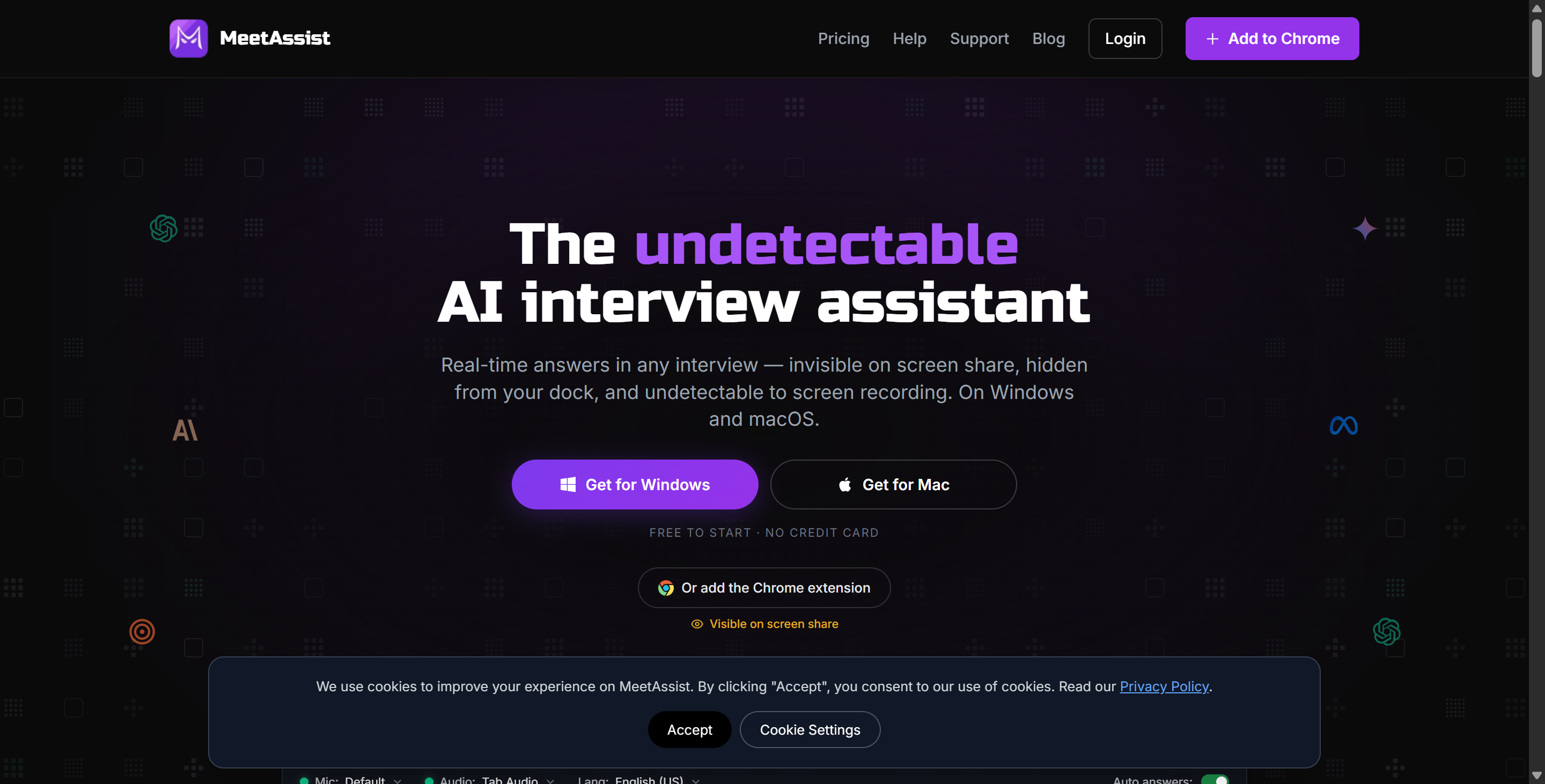 MeetAssist's homepage