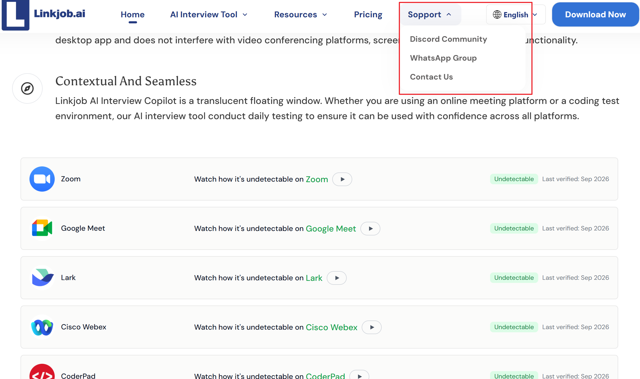Linkjob AI, as a better InterviewFox alternative, gives various ways to contact