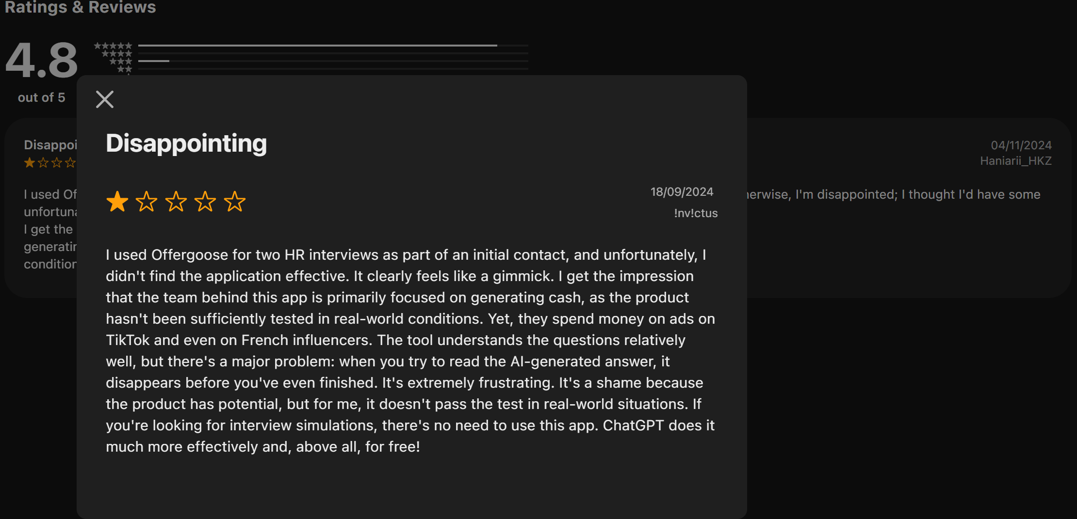 People wrote Apple Store OfferGoose reviews were not happy with its outcome either