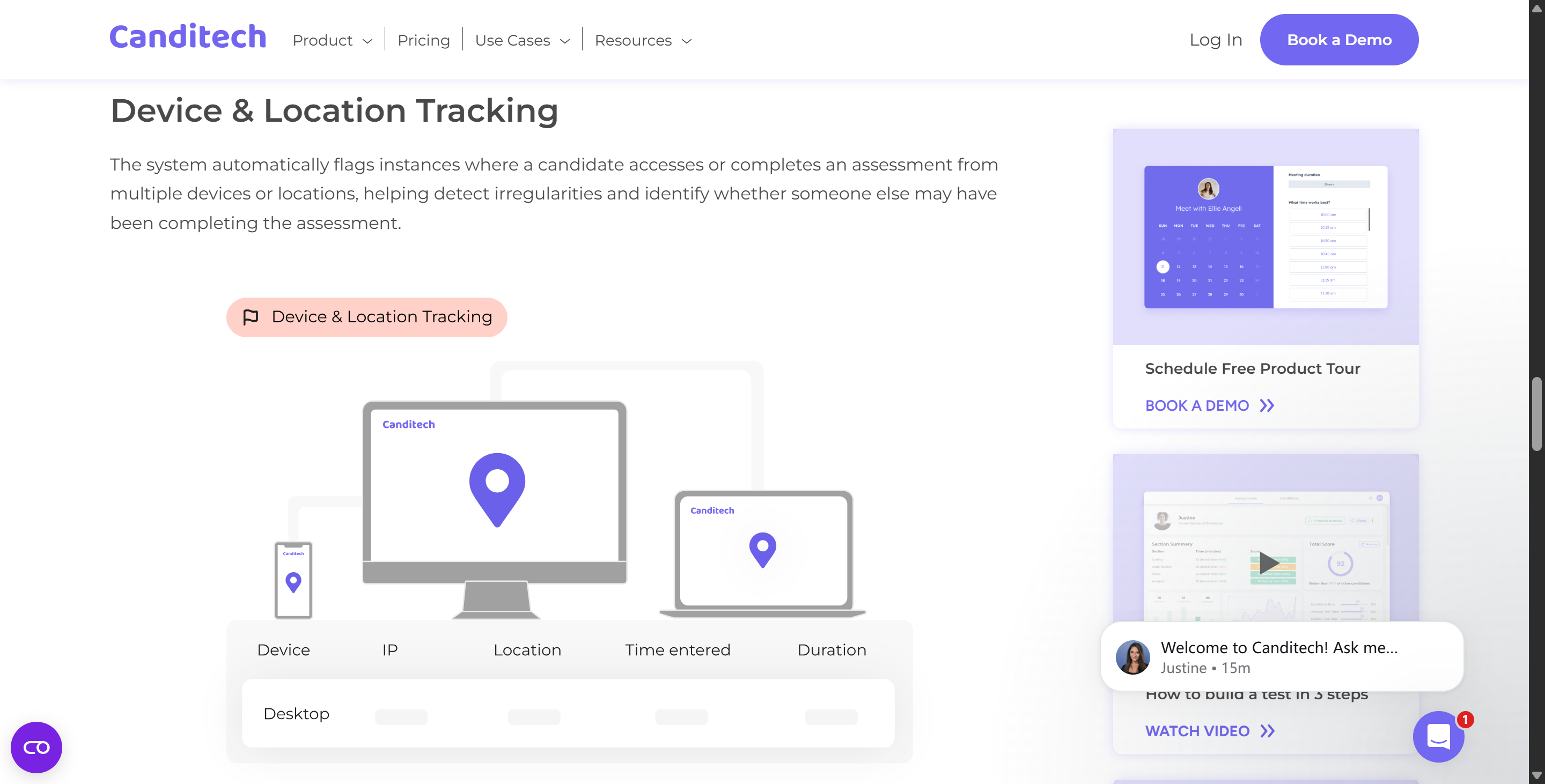 Canditech claims that it will track your device and location while taking the assessment