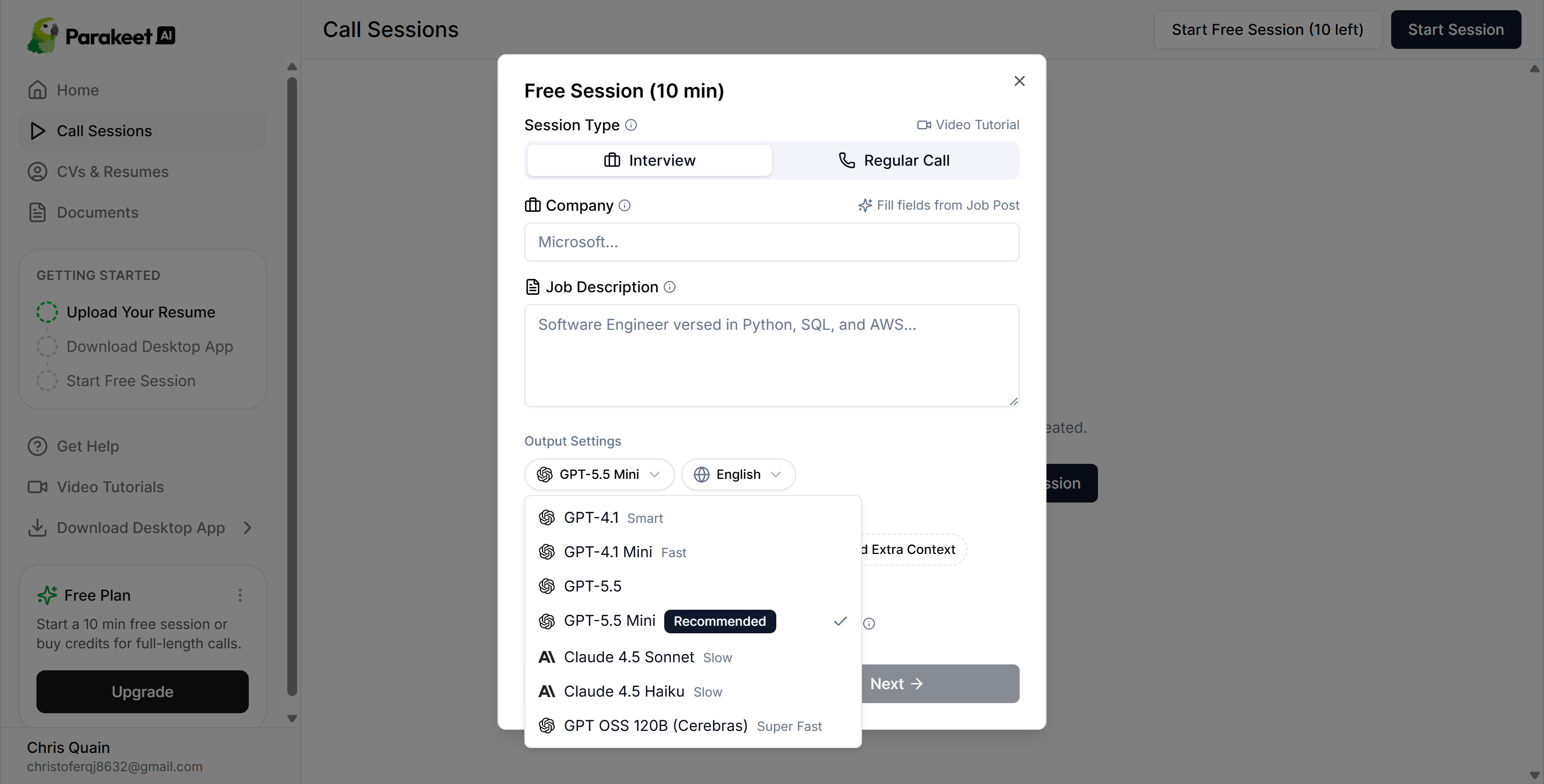 Parakeet AI only supports limited LLMs, and if you didn't choose one manually, then it would use the slowest one among them all to save tokens