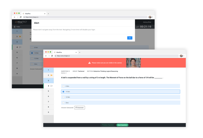 HirePro would lock the browser while I was taking interviews